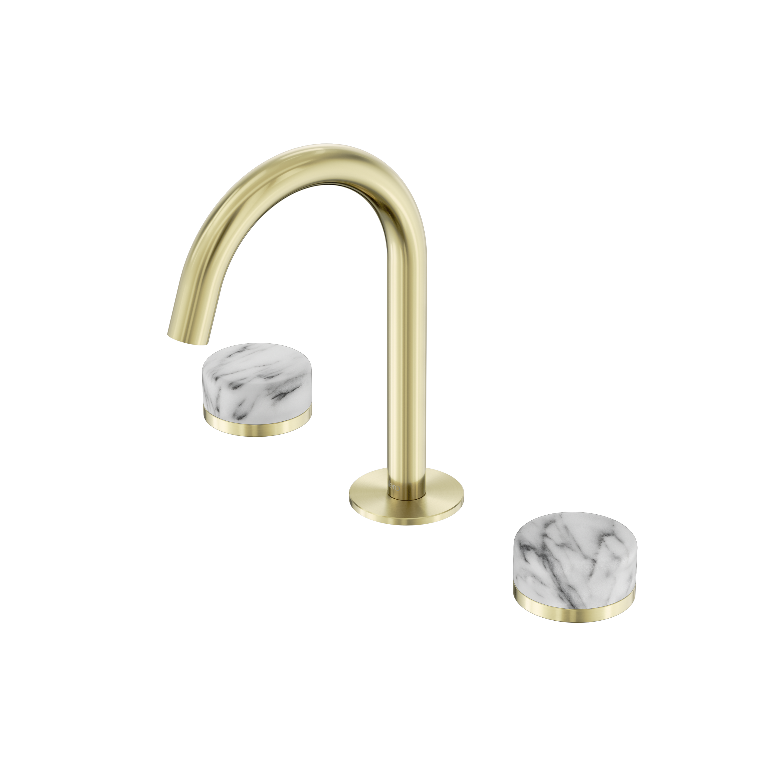 Serenity Basin Set Arc Spout With Arabescato Corchia Handle Brushed Gold