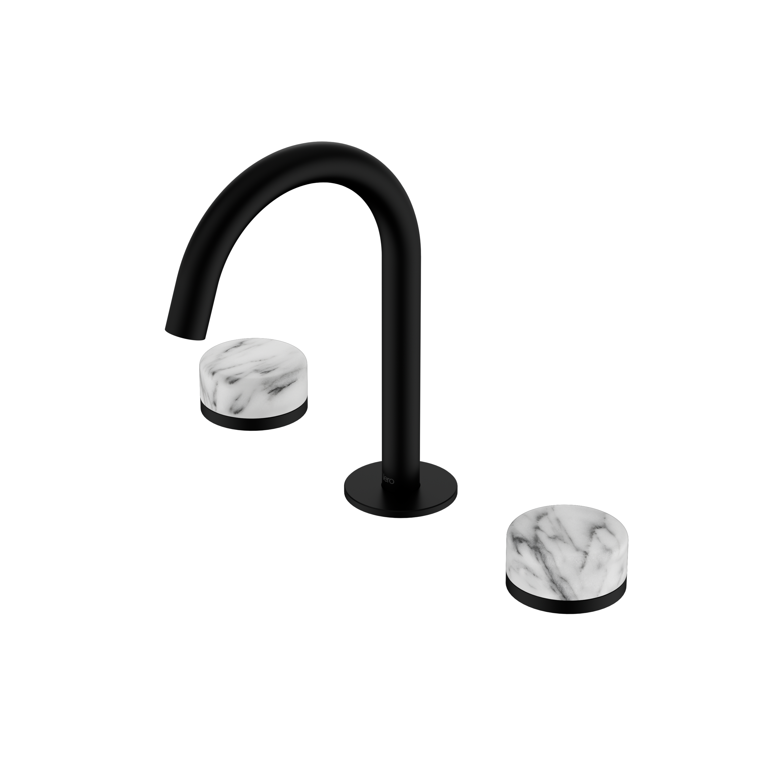 Serenity Basin Set Arc Spout With Arabescato Corchia Handle Matte Black