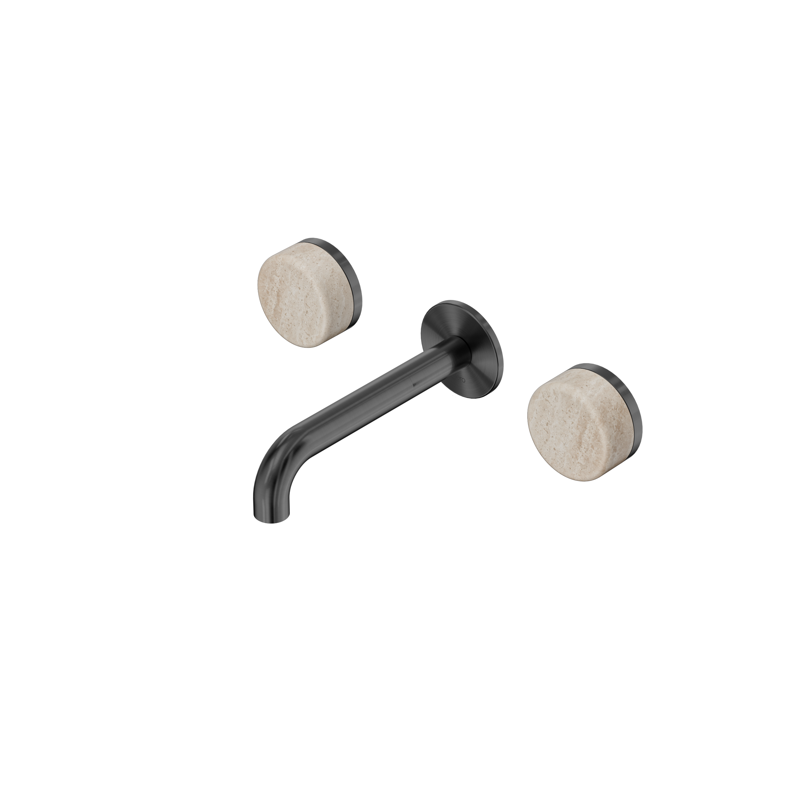 Serenity Wall Basin Set 160mm Spout With Rome Travertine Handle Gun Metal