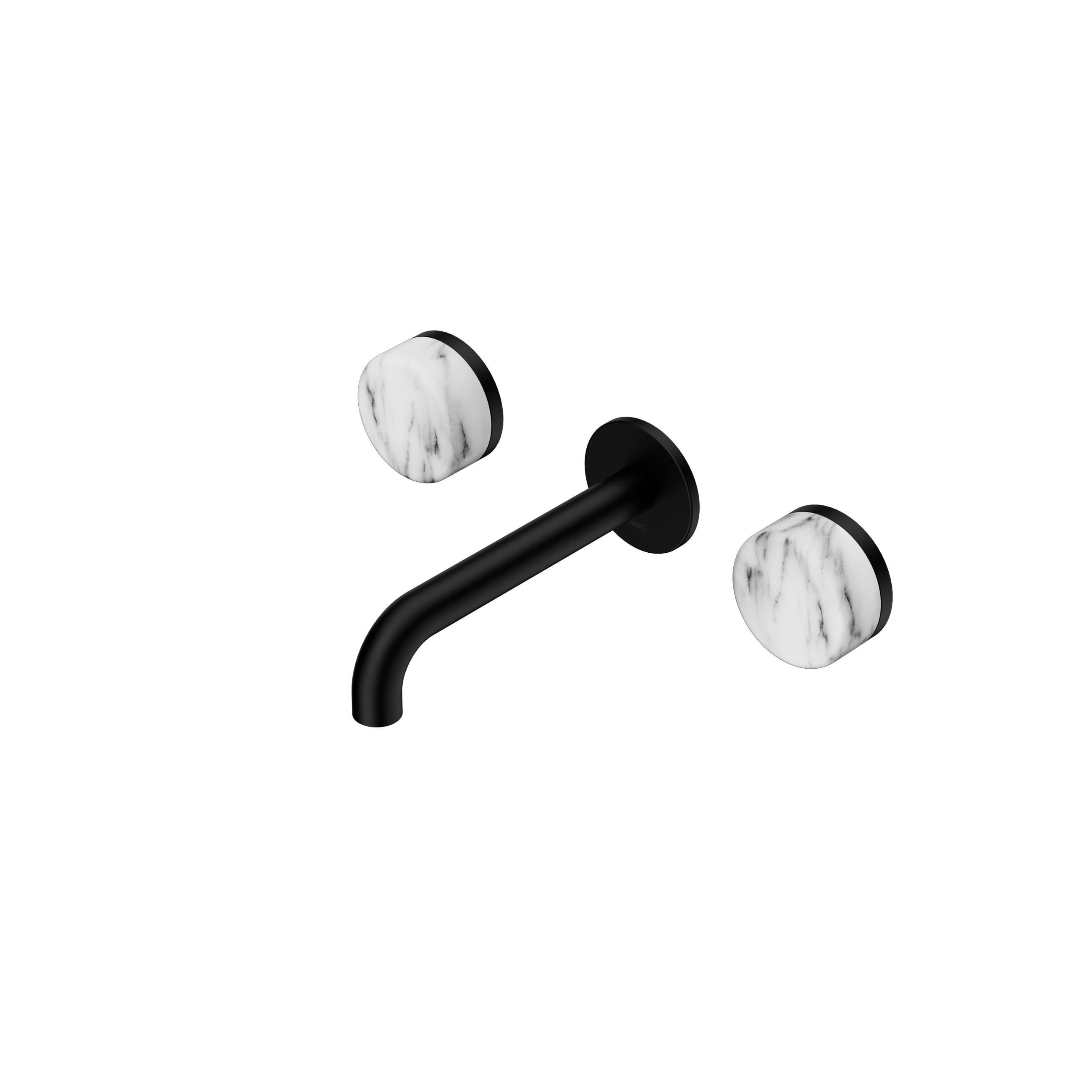 Serenity Wall Basin Set 160mm Spout With Arabescato Corchia Handle Matte Black