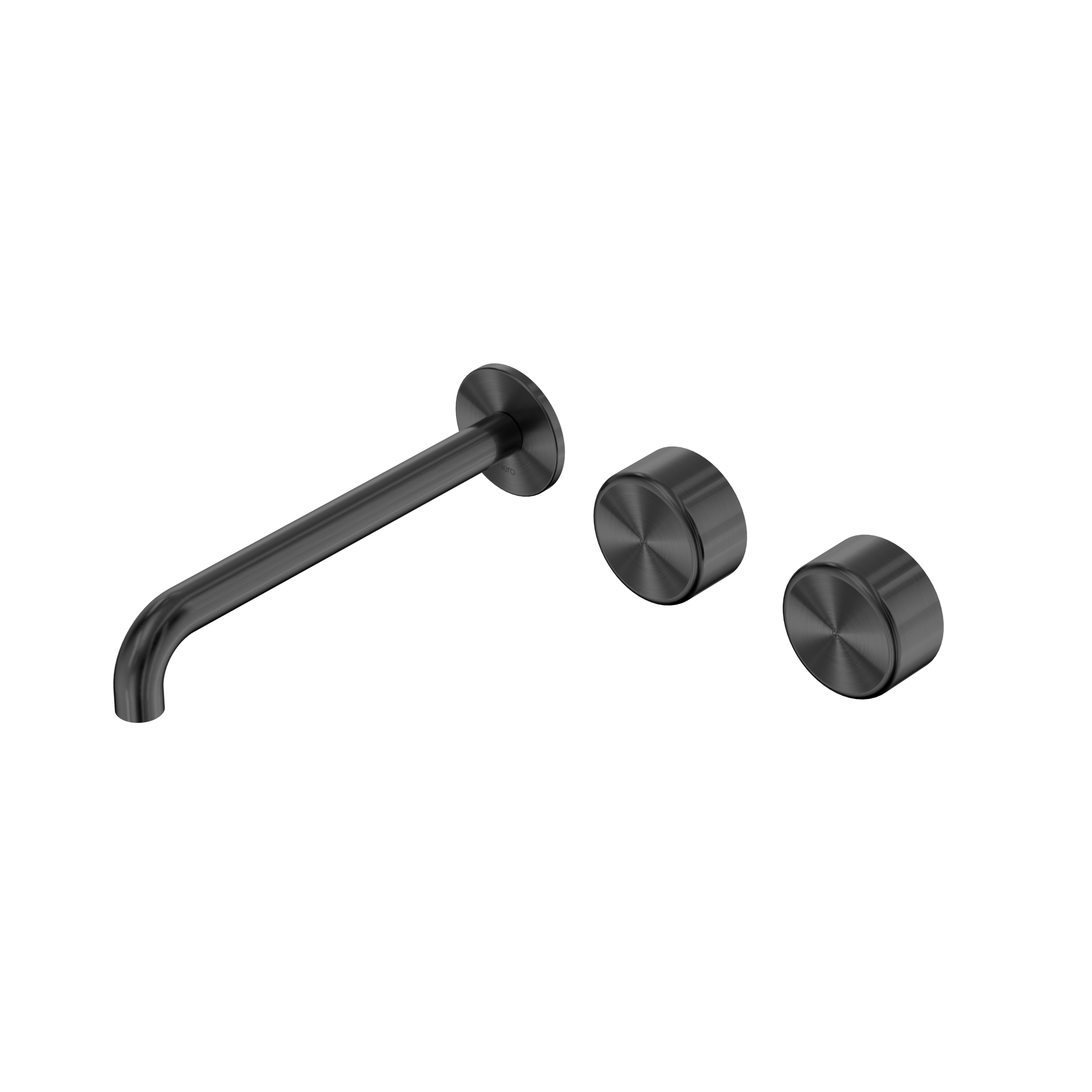 Serenity Wall Basin Set 220mm Offset Spout With Metal Handle Gun Metal