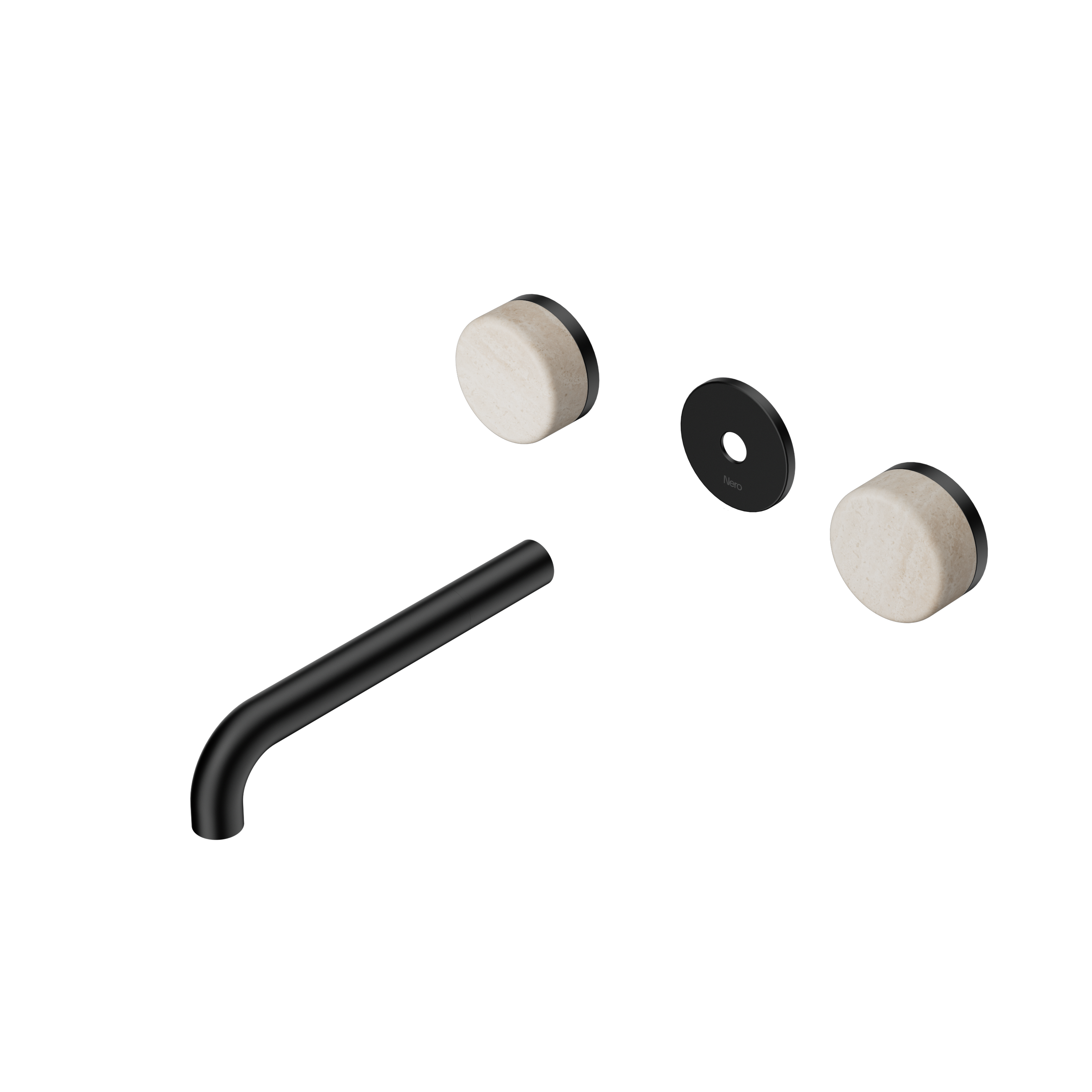 Serenity Wall Basin Set 185mm Spout With Rome Travertine Handle Trim Kit Only Matte Black