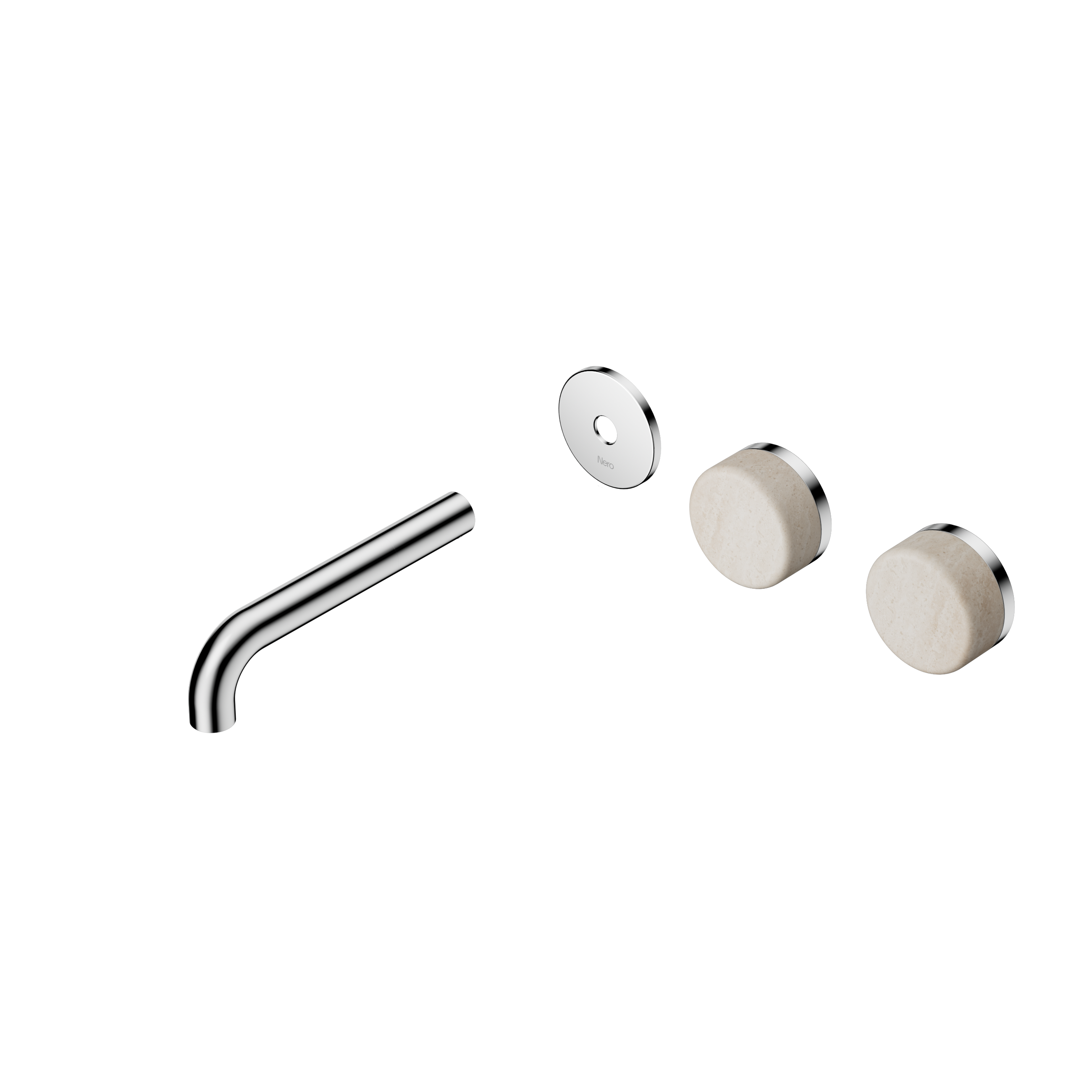 Serenity Wall Basin Set 160mm Offset Spout With Rome Travertine Handle Trim Kit Only Chrome