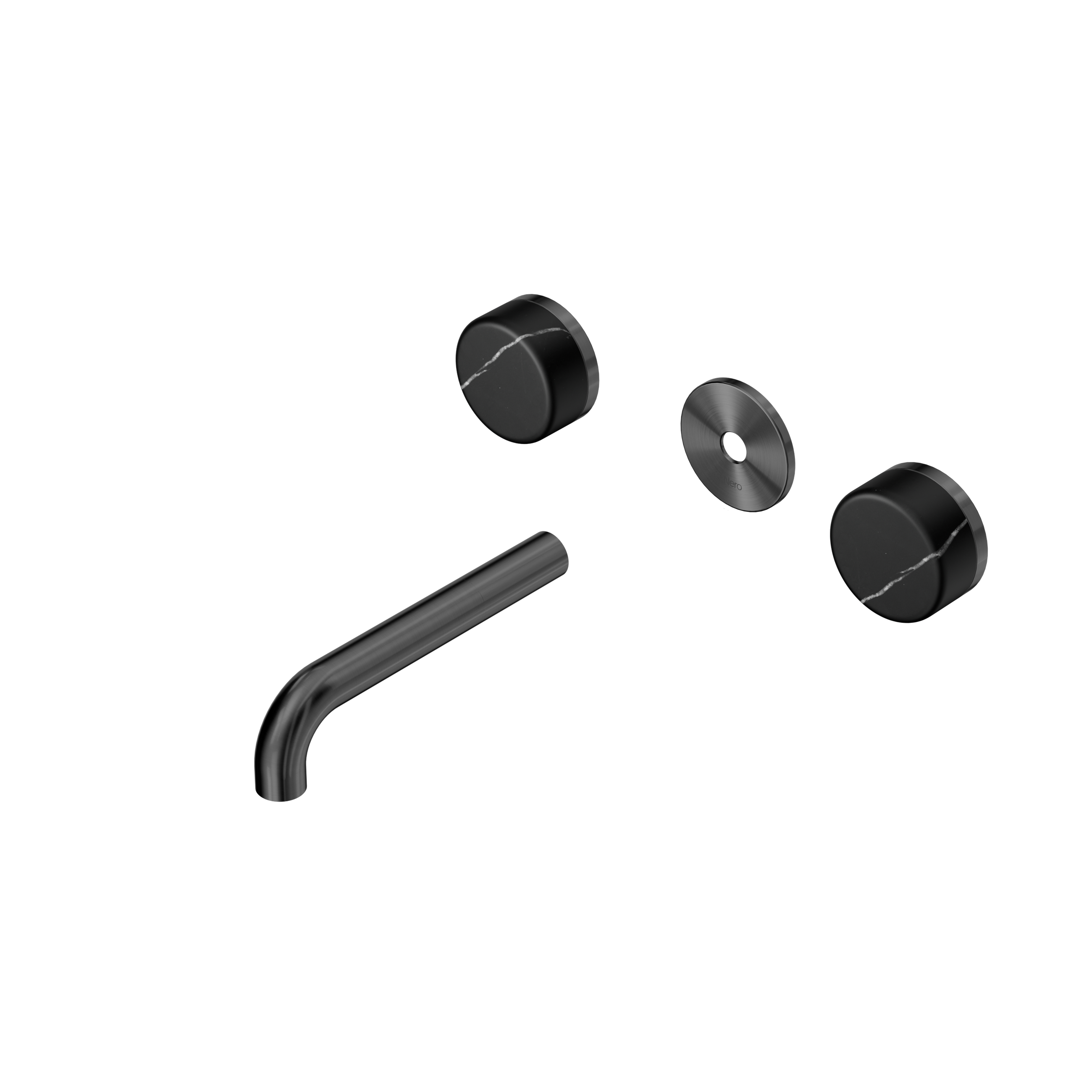 Serenity Wall Basin Set 160mm Spout With Marquina Black Handle Trim Kit Only Gun Metal
