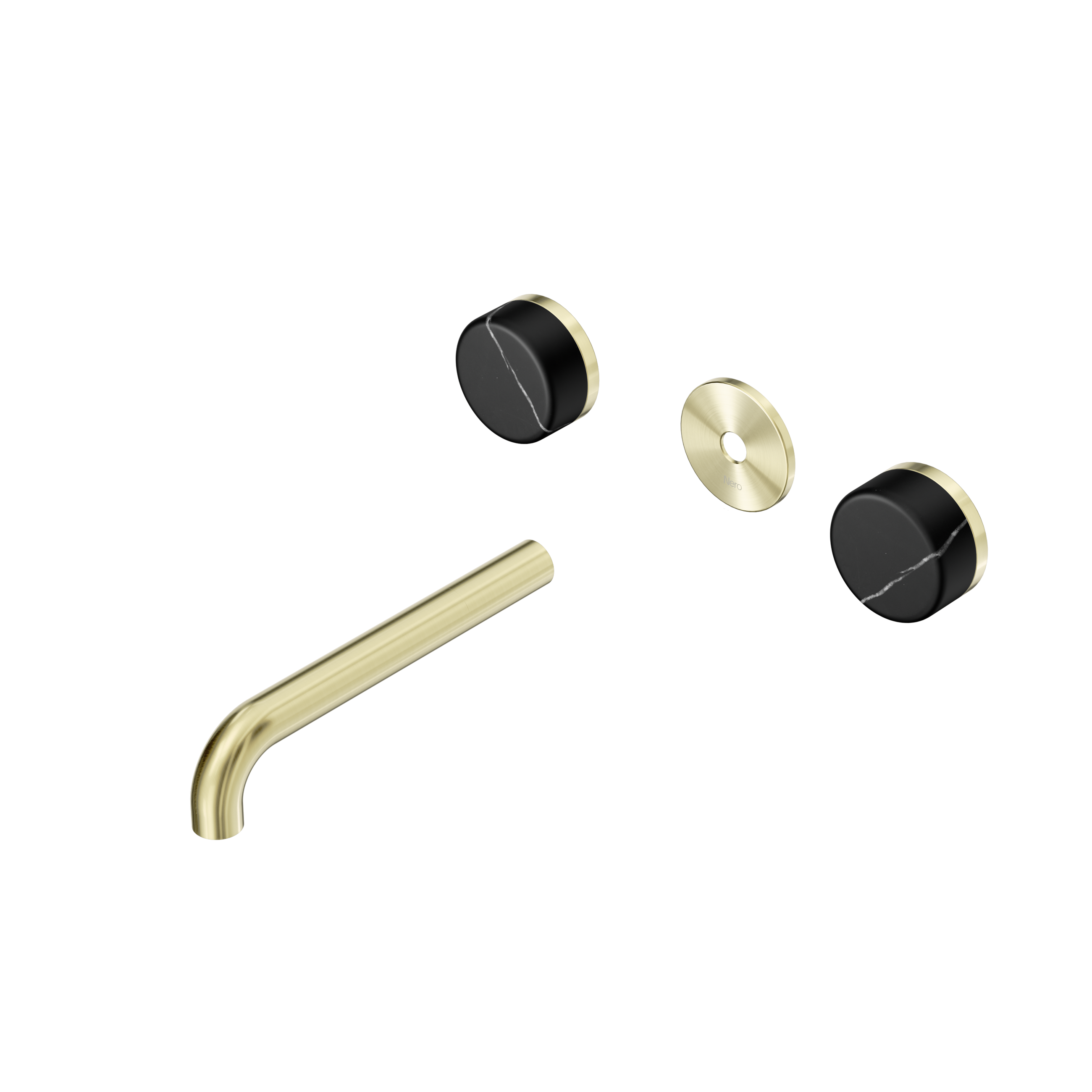 Serenity Wall Basin Set 185mm Spout With Marquina Black Handle Trim Kit Only Brushed Gold