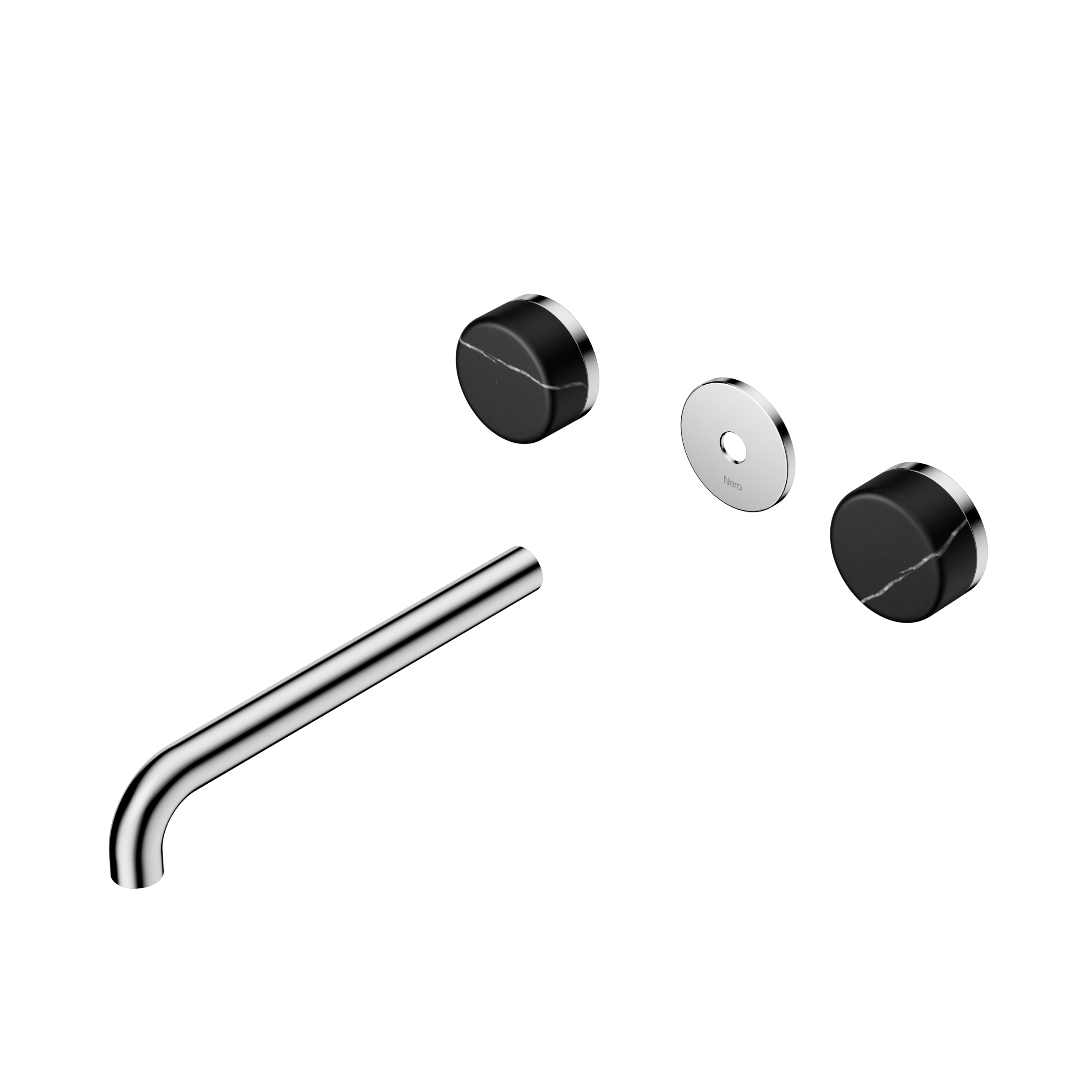Serenity Wall Basin Set 220mm Spout With Marquina Black Handle Trim Kit Only Chrome