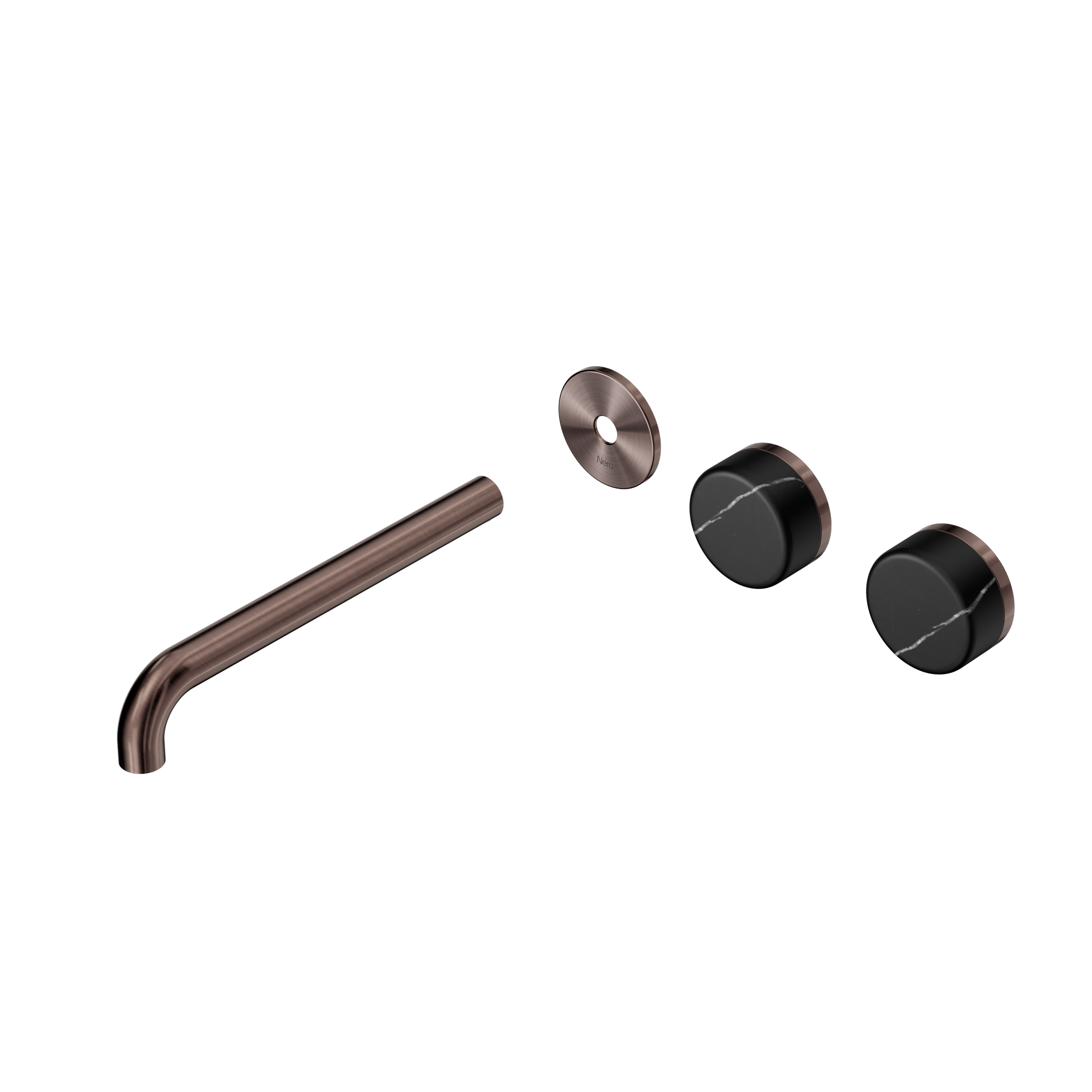 Serenity Wall Basin Set 220mm Offset Spout With Marquina Black Handle Trim Kit Only Brushed Bronze