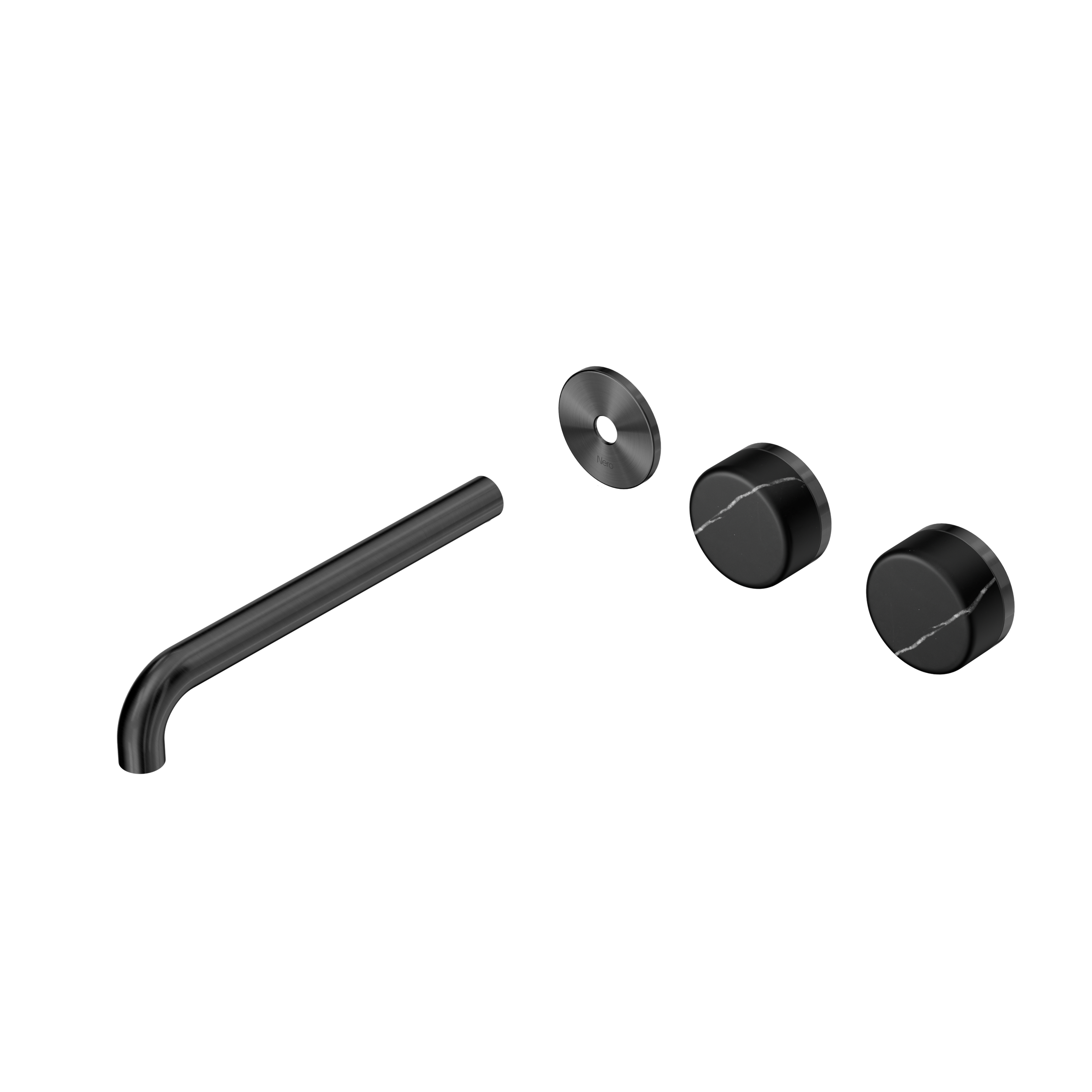 Serenity Wall Basin Set 220mm Offset Spout With Marquina Black Handle Trim Kit Only Gun Metal