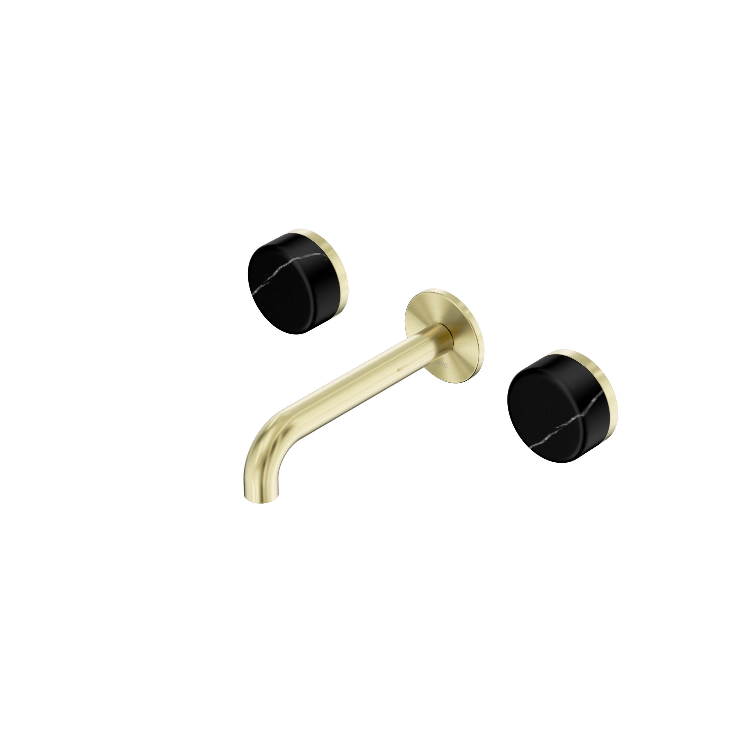 Serenity Wall Basin Set 160mm Spout With Marquina Black Handle Brushed Gold