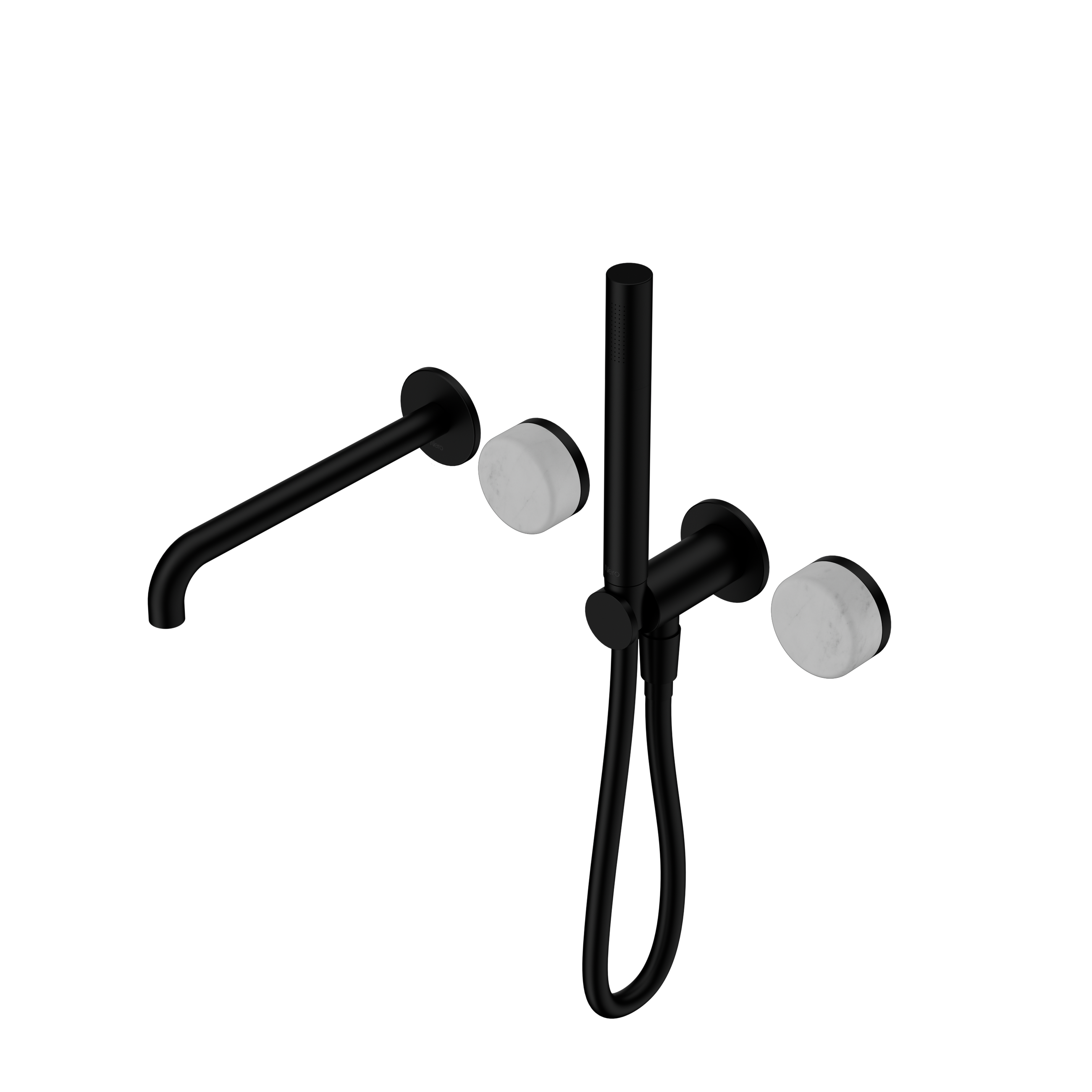 Serenity Progressive Shower System With Spout With Carrara Handle And Slim Shower Matte Black