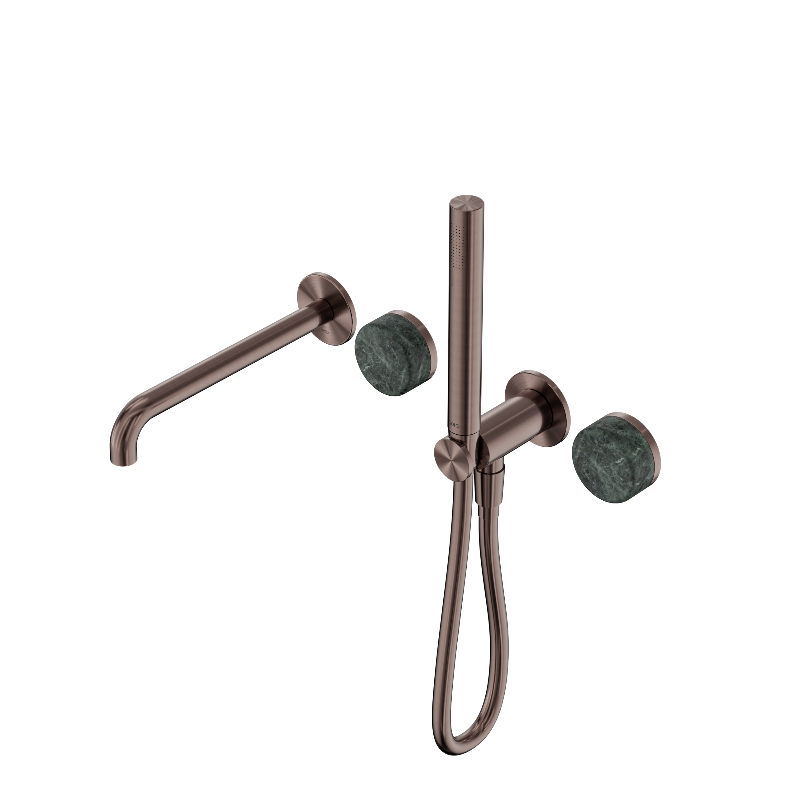 Serenity Progressive Shower System With Spout With Verde Alpi Handle And Slim Shower Brushed Bronze