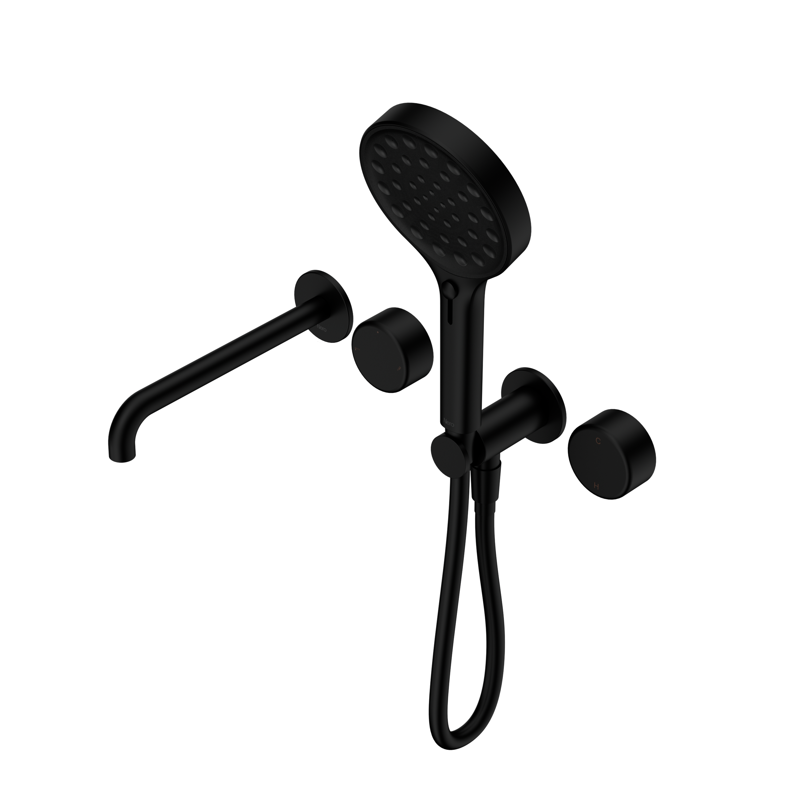 Serenity Progressive Shower System With Spout With Metal Handle And Serenity Hand Shower Matte Black