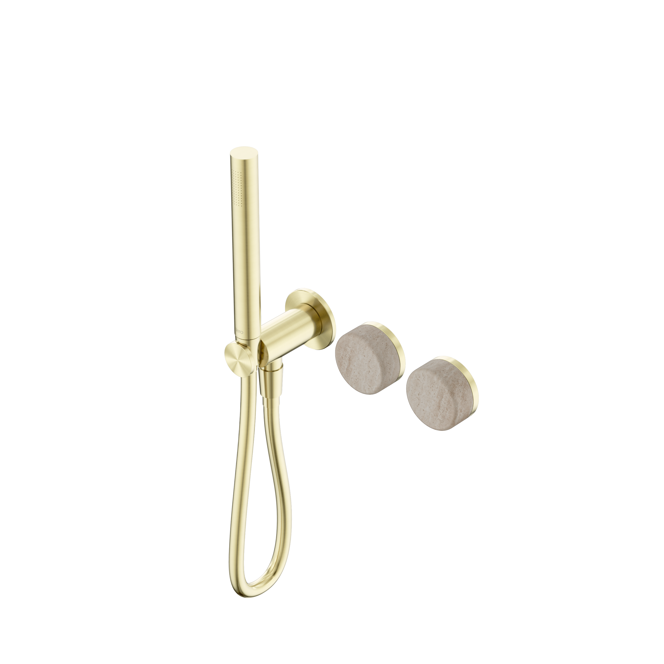Serenity Progressive Shower System With Rome Travertine Handle And Slim Shower Brushed Gold