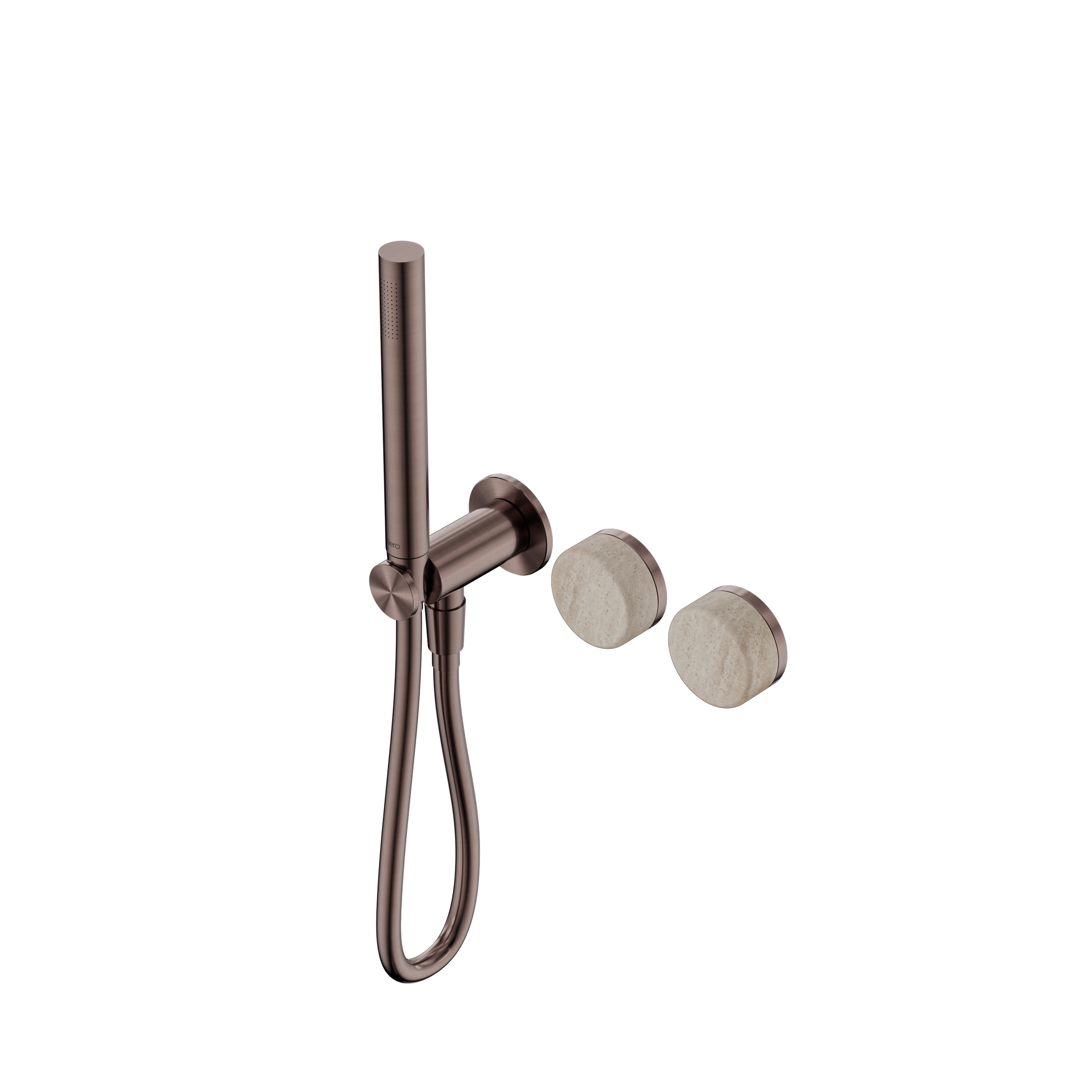 Serenity Progressive Shower System With Rome Travertine Handle And Slim Shower Brushed Bronze