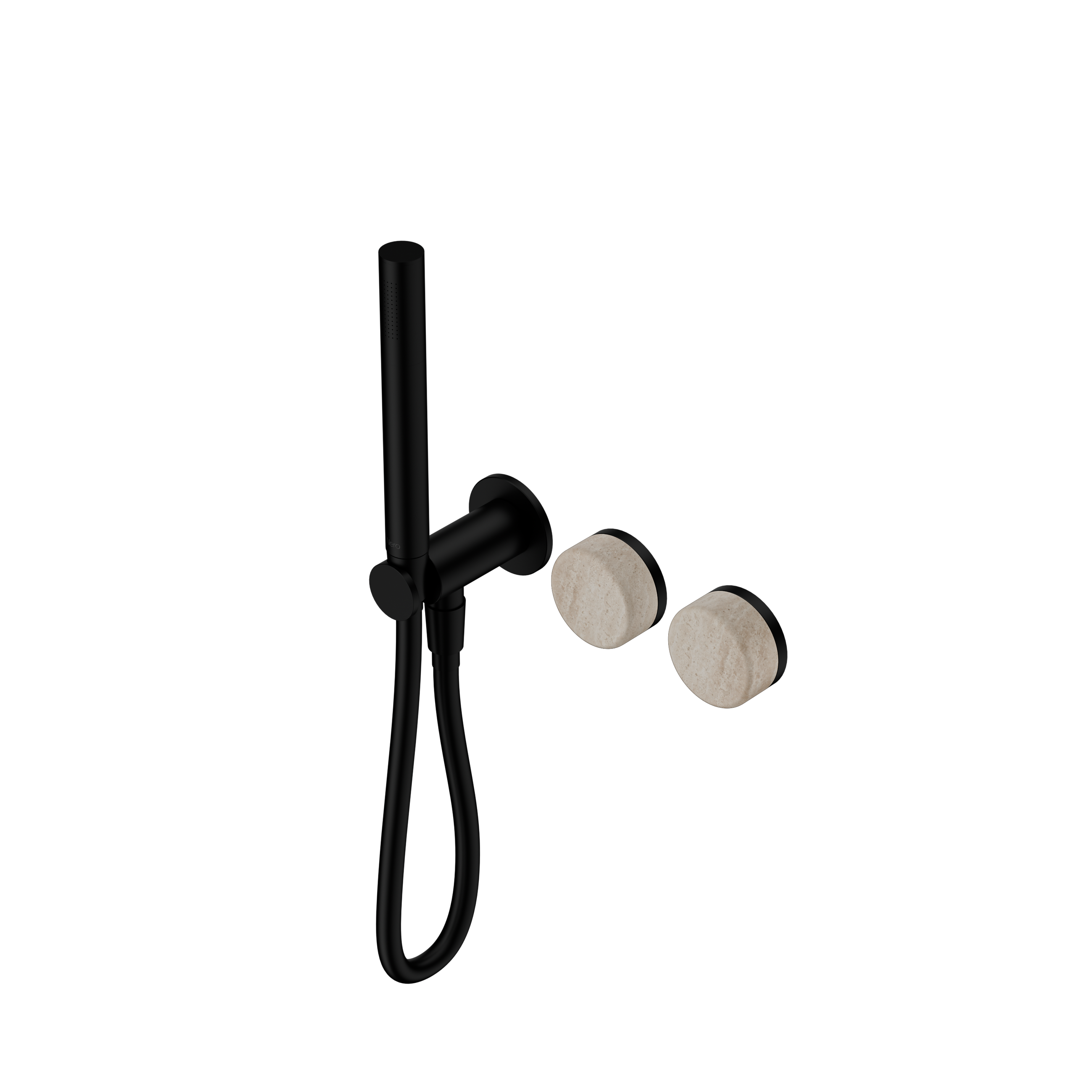 Serenity Progressive Shower System With Rome Travertine Handle And Slim Shower Matte Black