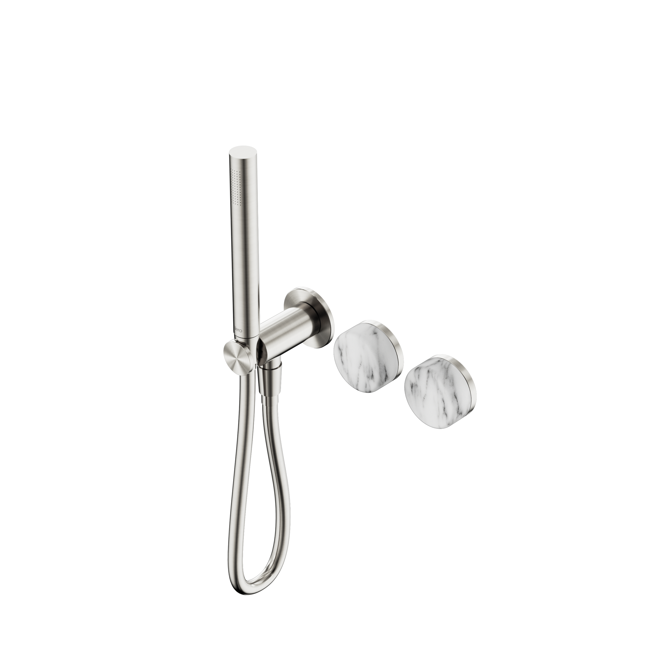Serenity Progressive Shower System With Arabescato Corchia Handle And Slim Shower Brushed Nickel