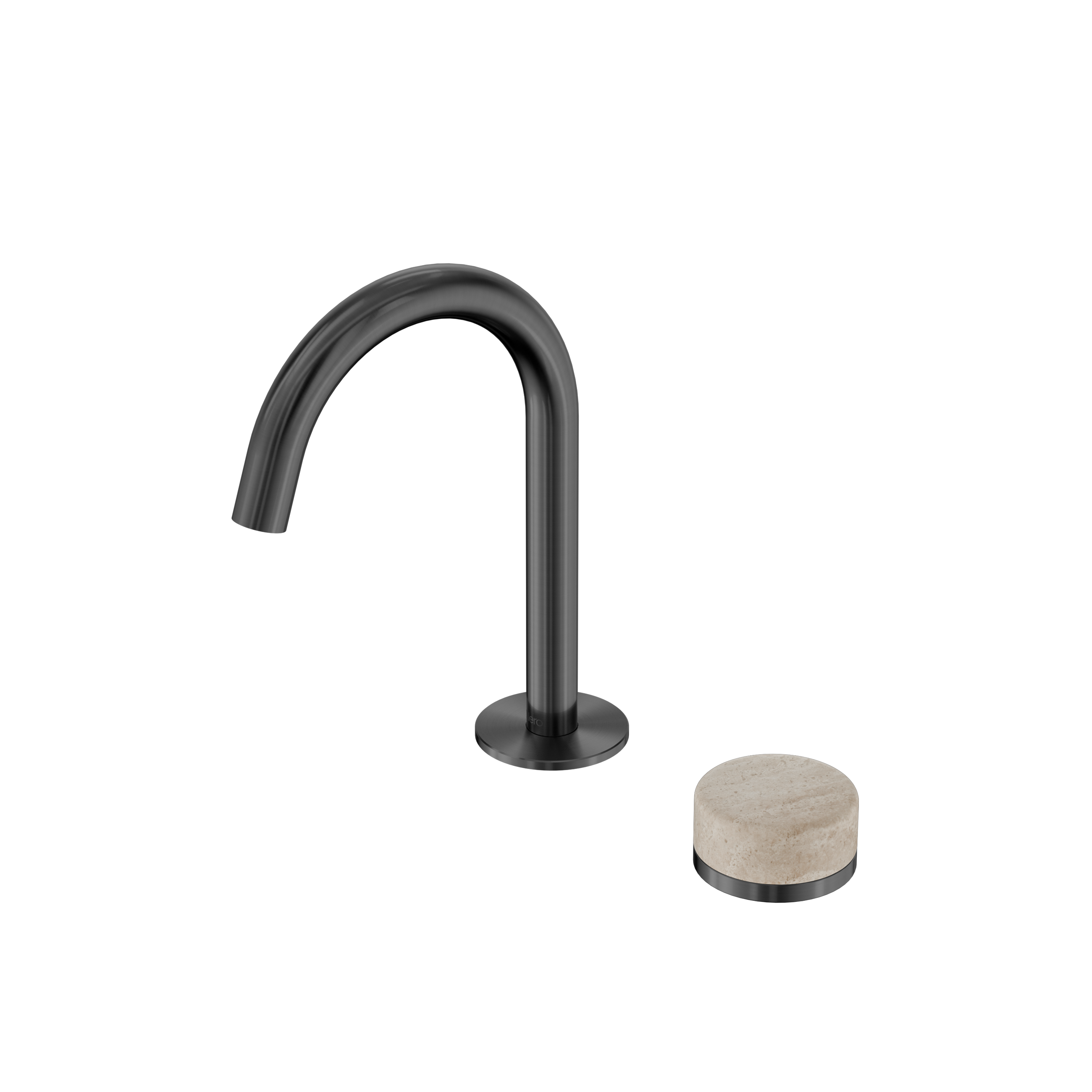 Serenity Progressive Basin Mixer Arc Spout With Rome Travertine Handle Gun Metal