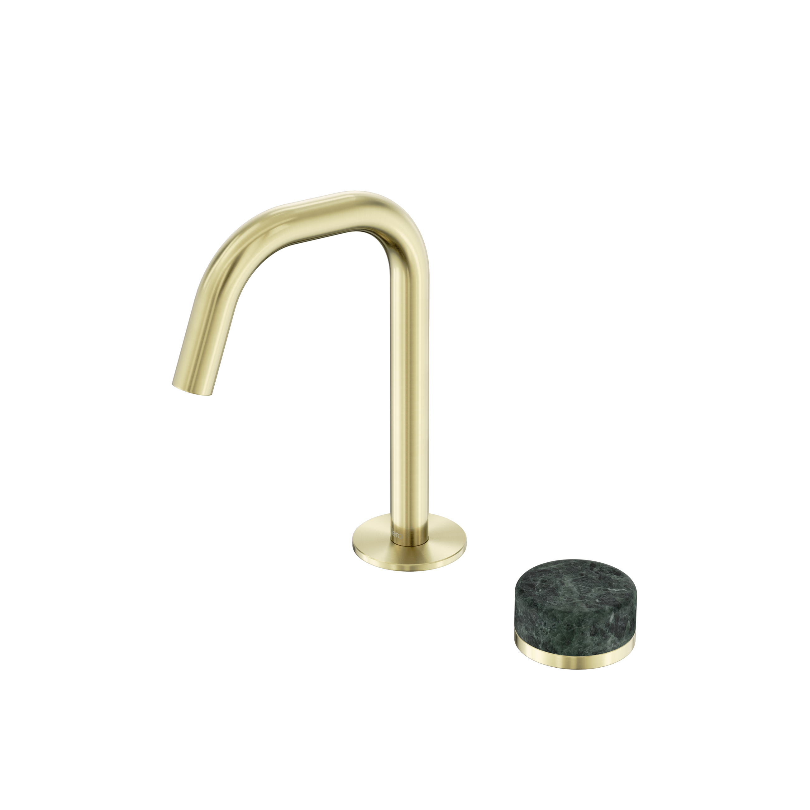 Serenity Progressive Basin Mixer Edge Spout With Verde Alpi Handle Brushed Gold