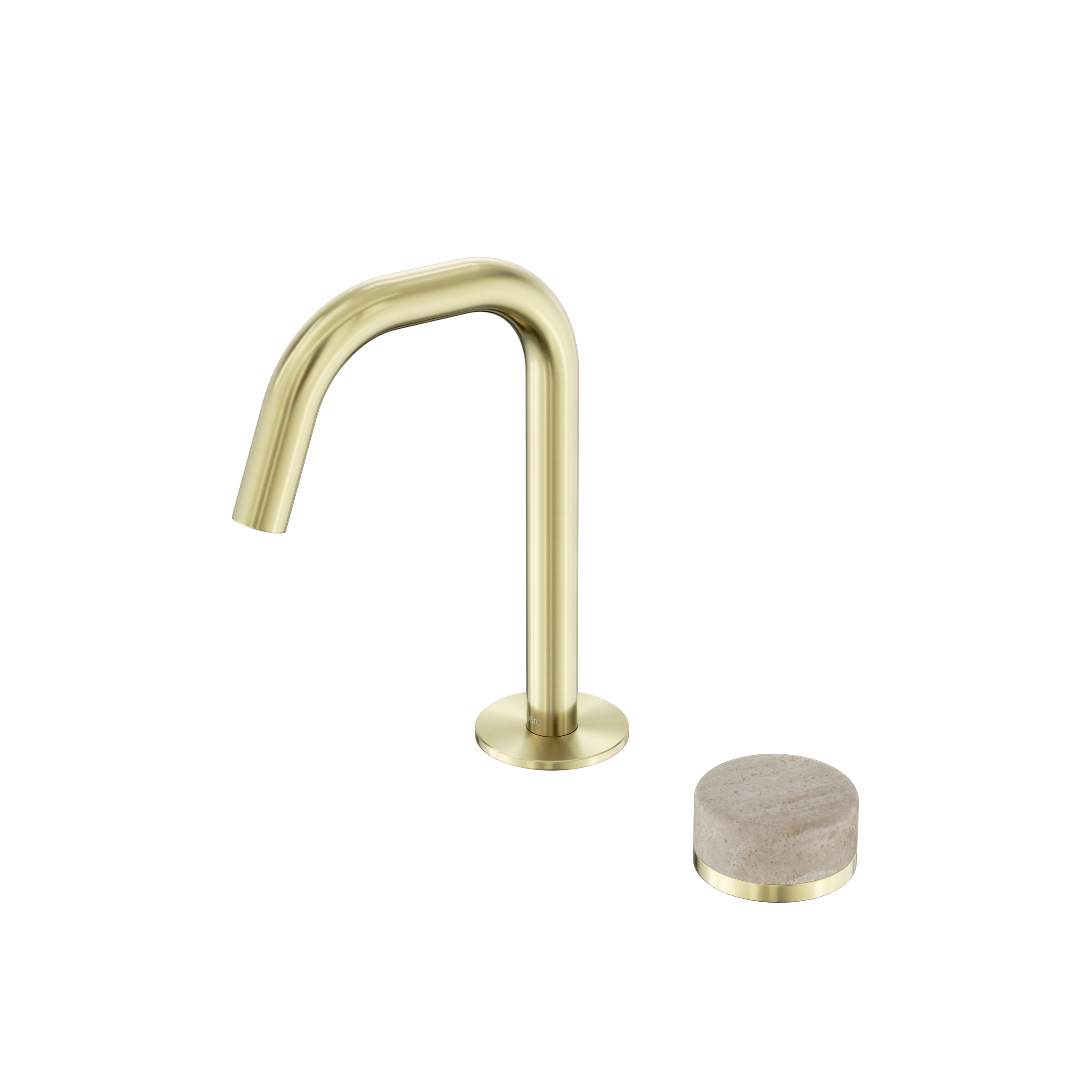 Serenity Progressive Basin Mixer Edge Spout With Rome Travertine Handle Brushed Gold