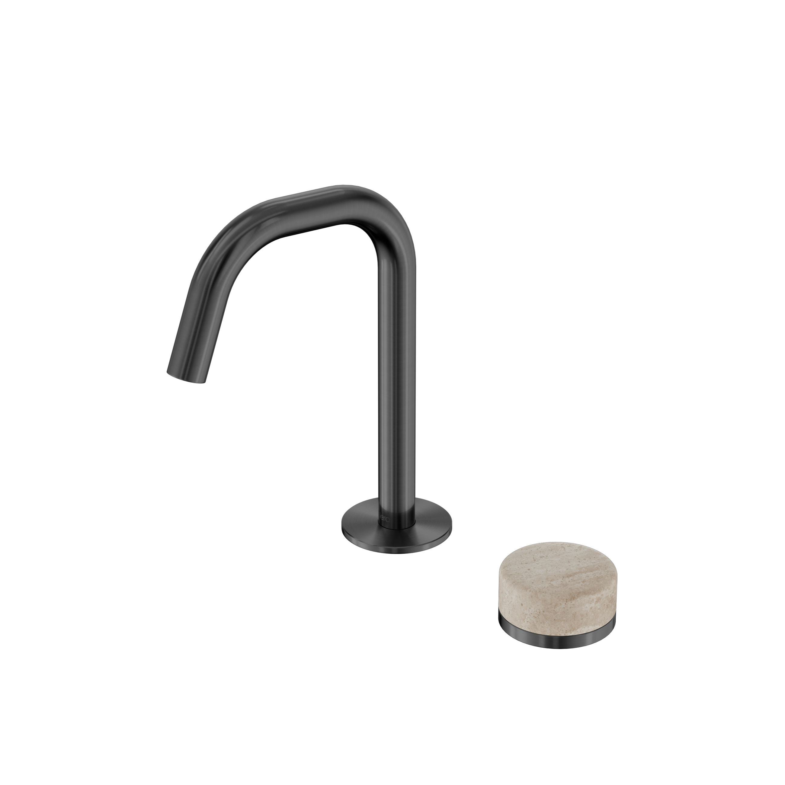 Serenity Progressive Basin Mixer Edge Spout With Rome Travertine Handle Gun Metal