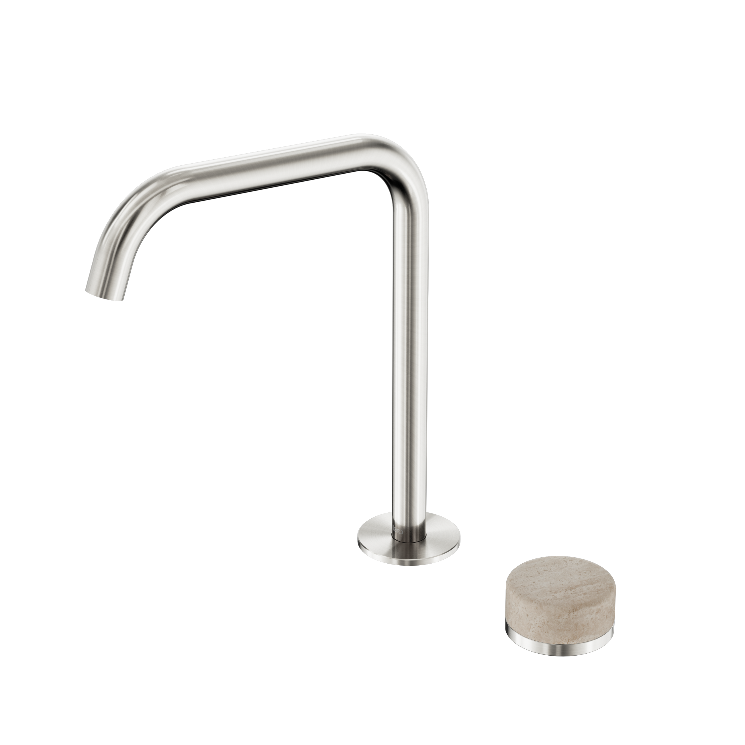 Serenity Progressive Bath/Kitchen Mixer Edge Spout With Rome Travertine Handle Brushed Nickel