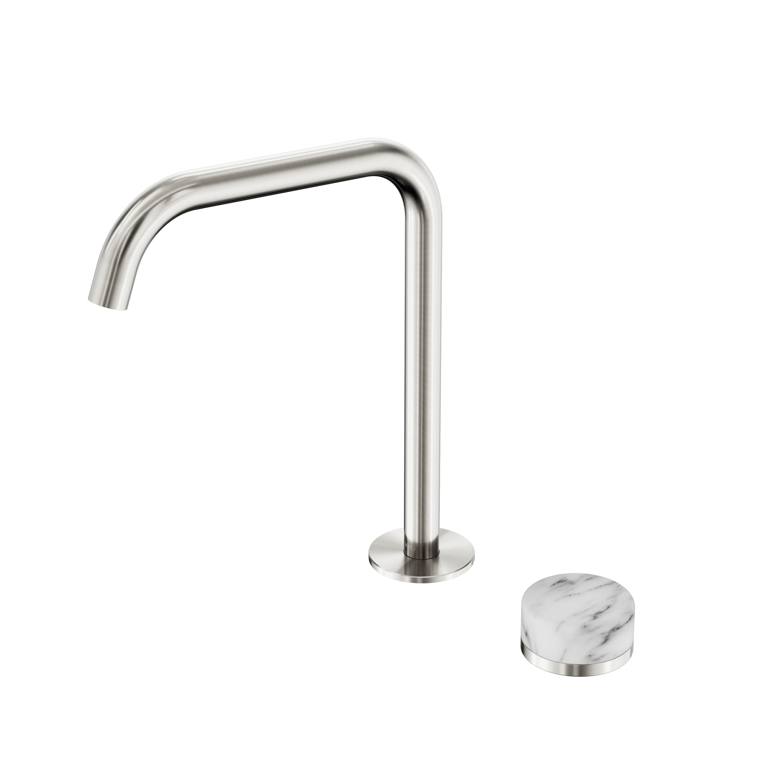 Serenity Progressive Bath/Kitchen Mixer Edge Spout With Arabescato Corchia Handle Brushed Nickel
