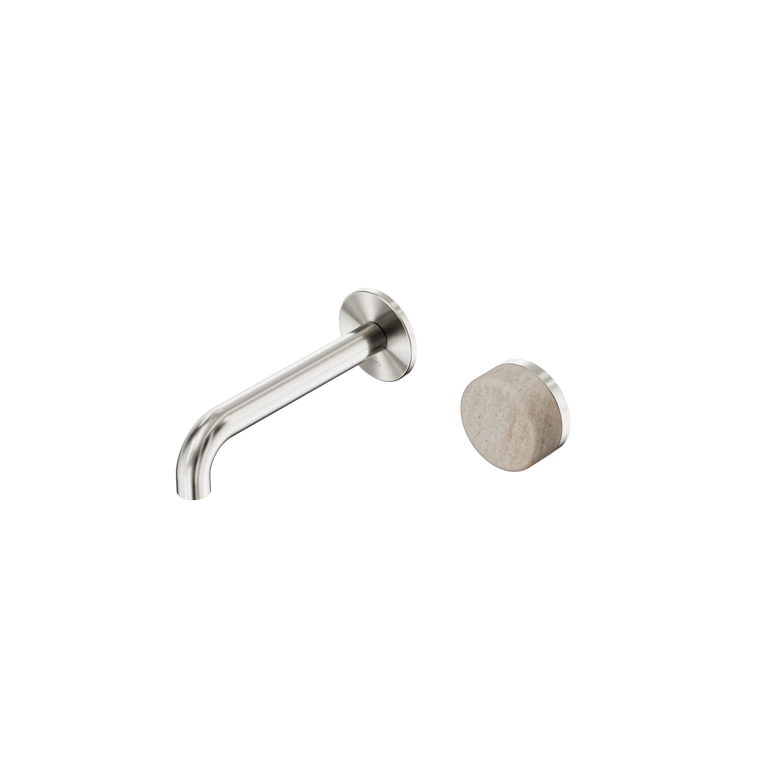 Serenity Progressive Wall Basin Mixer 160mm Spout With Rome Travertine Handle Brushed Nickel
