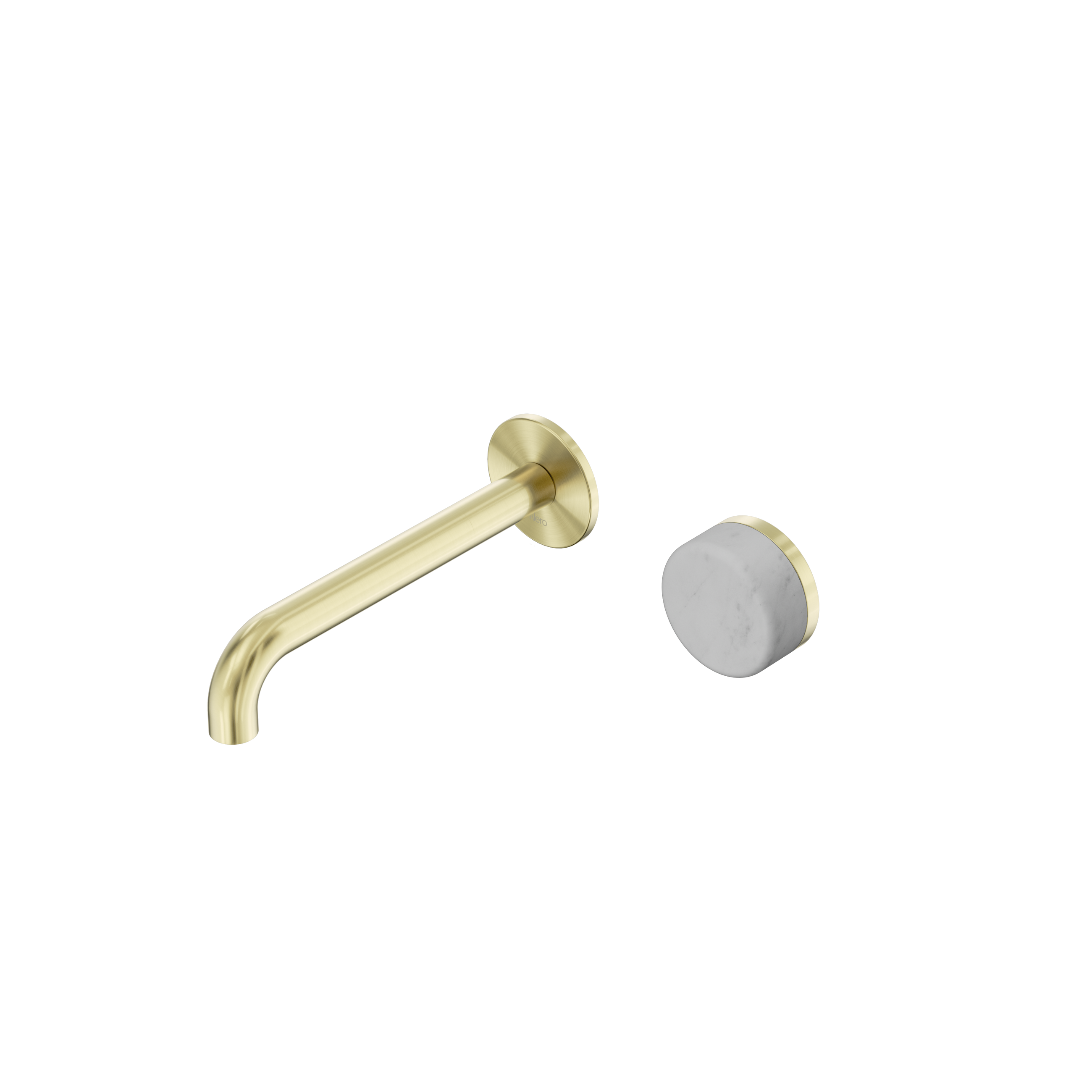Serenity Progressive Wall Basin Mixer 185mm Spout With Carrara Handle Brushed Gold