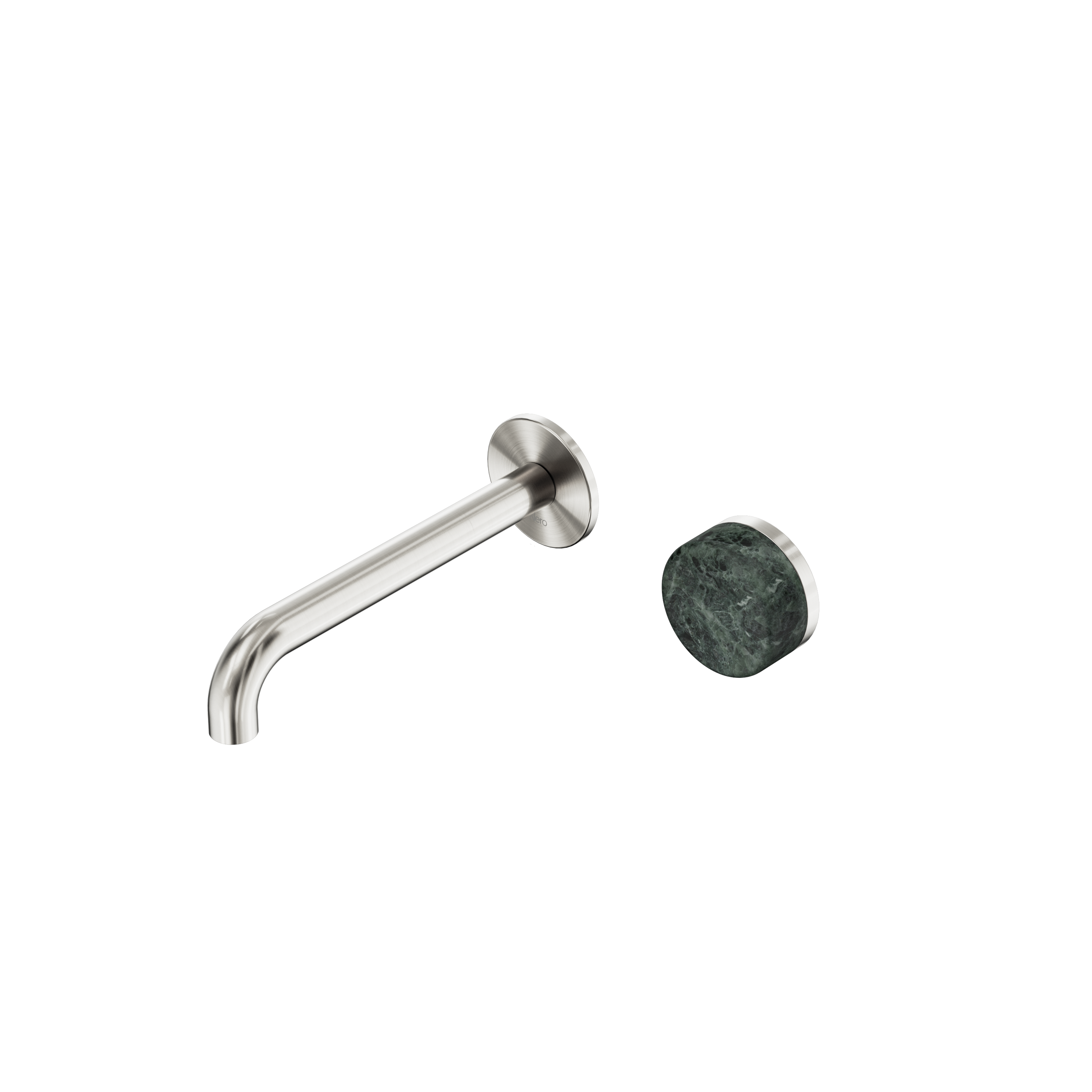 Serenity Progressive Wall Basin Mixer 185mm Spout With Verde Alpi Handle Brushed Nickel
