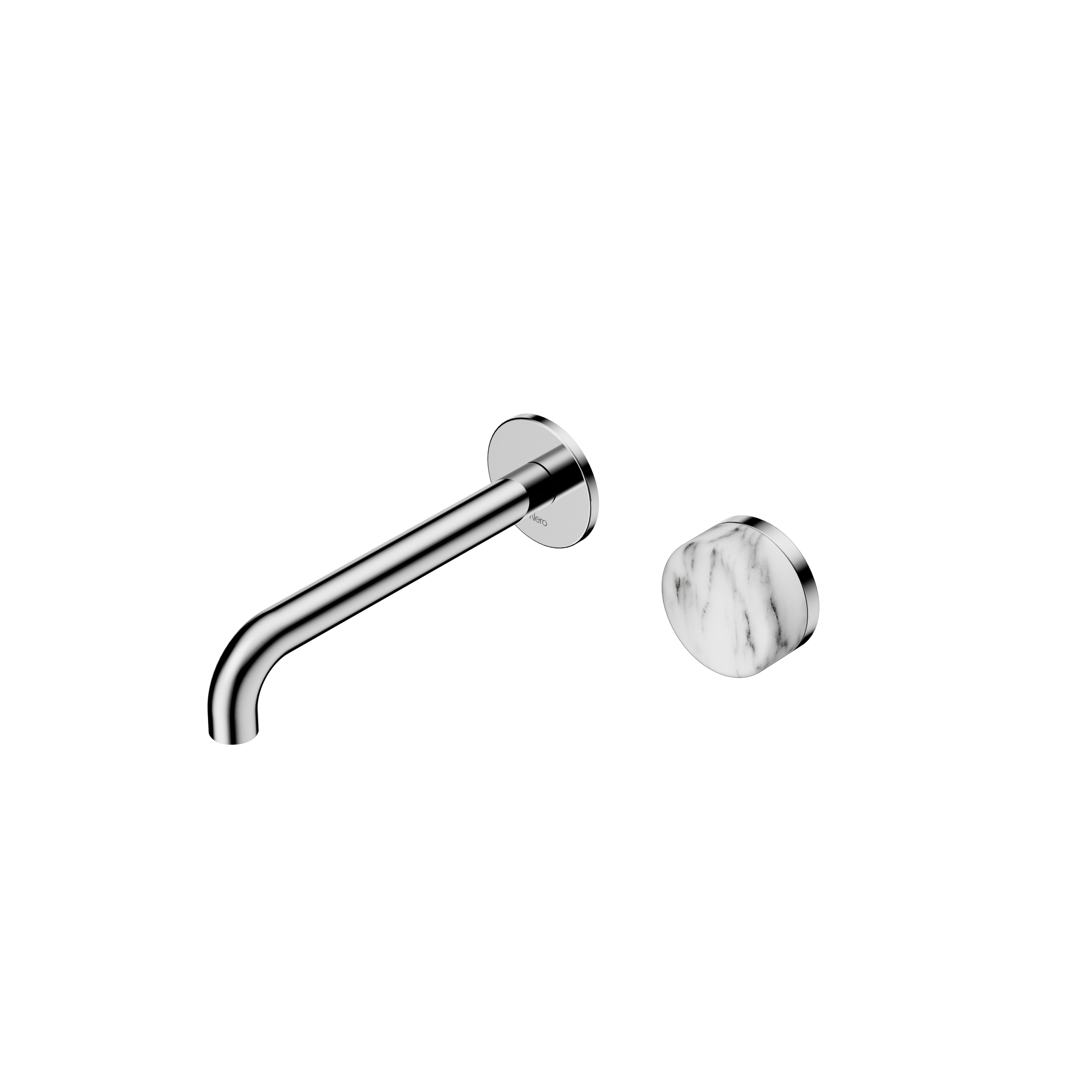 Serenity Progressive Wall Basin Mixer 185mm Spout With Arabescato Corchia Handle Chrome