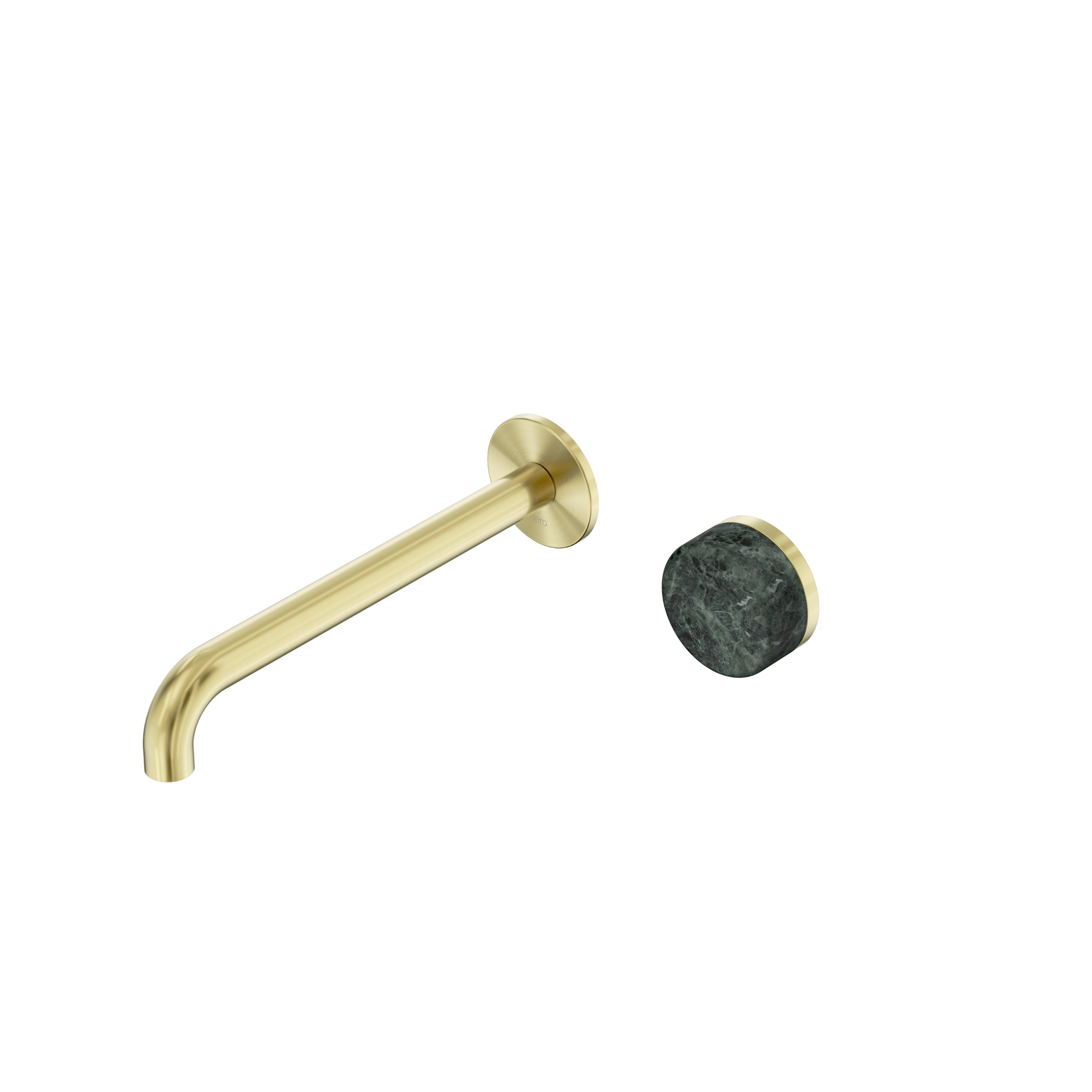 Serenity Progressive Wall Basin Mixer 220mm Spout With Verde Alpi Handle Brushed Gold