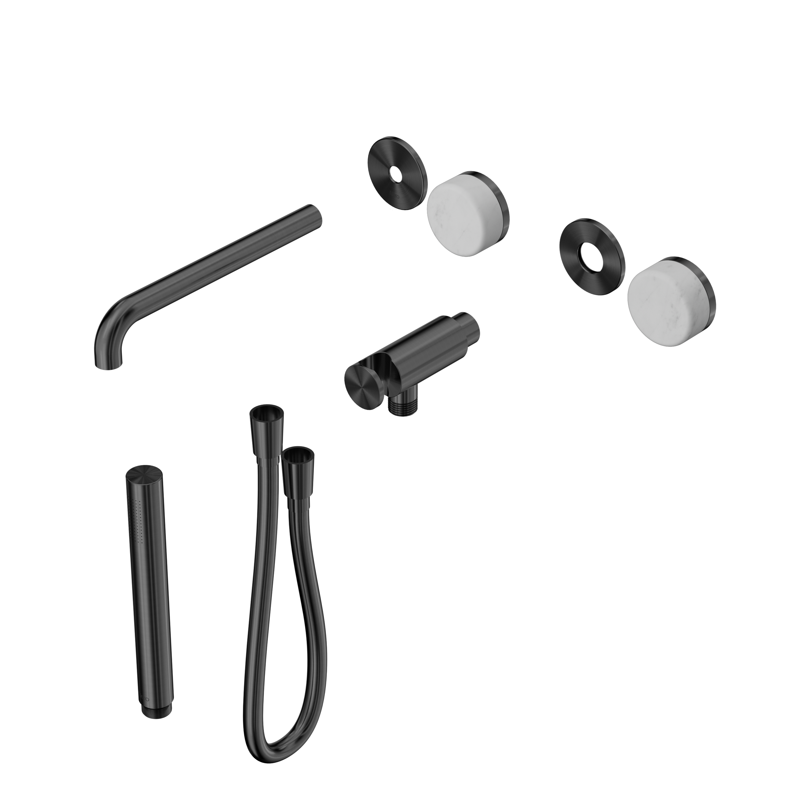 Serenity Progressive Shower System With Spout With Carrara Handle And Slim Shower Trim Kit Only Gun Metal