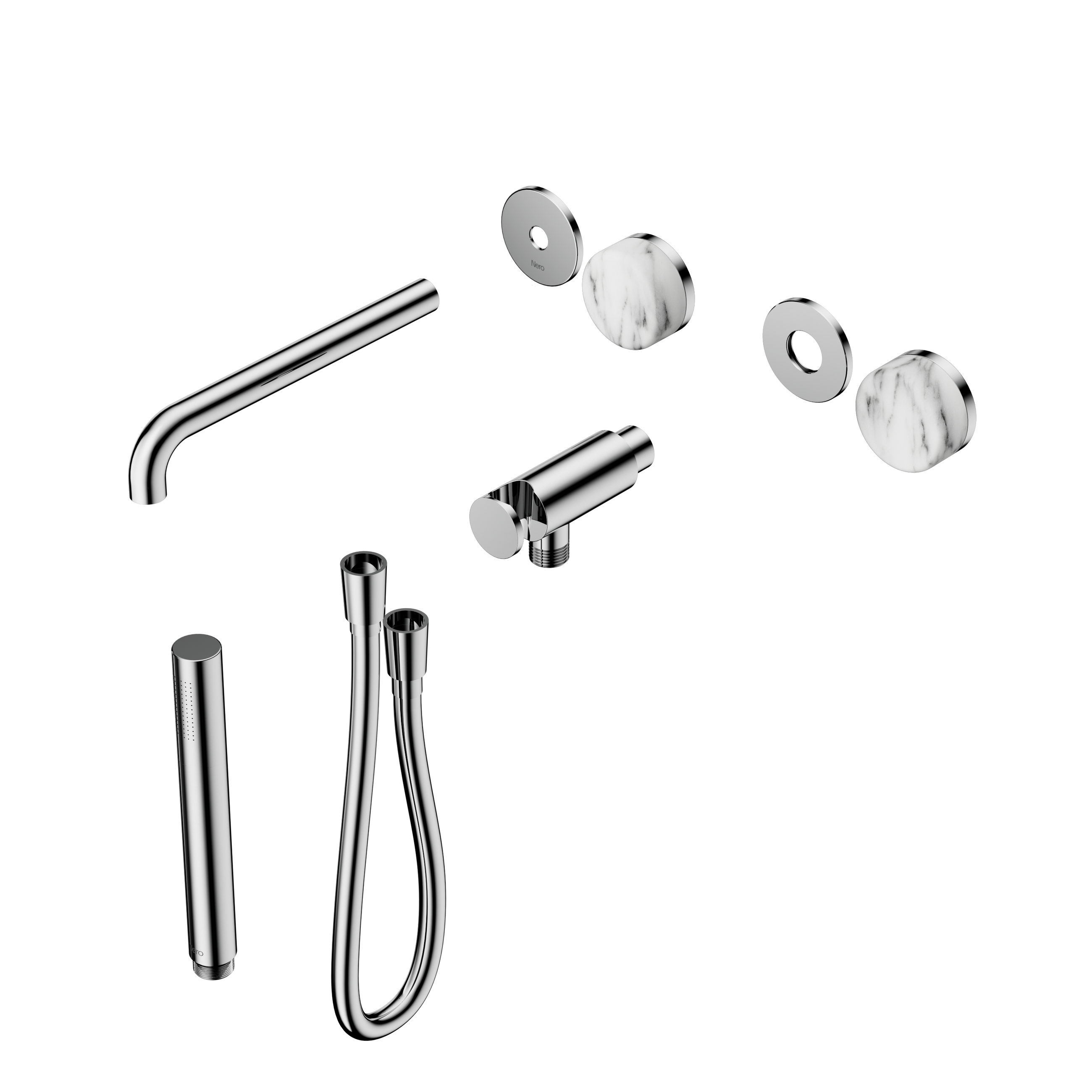 Serenity Progressive Shower System With Spout With Arabescato Corchia Handle And Slim Shower Trim Kit Only Chrome