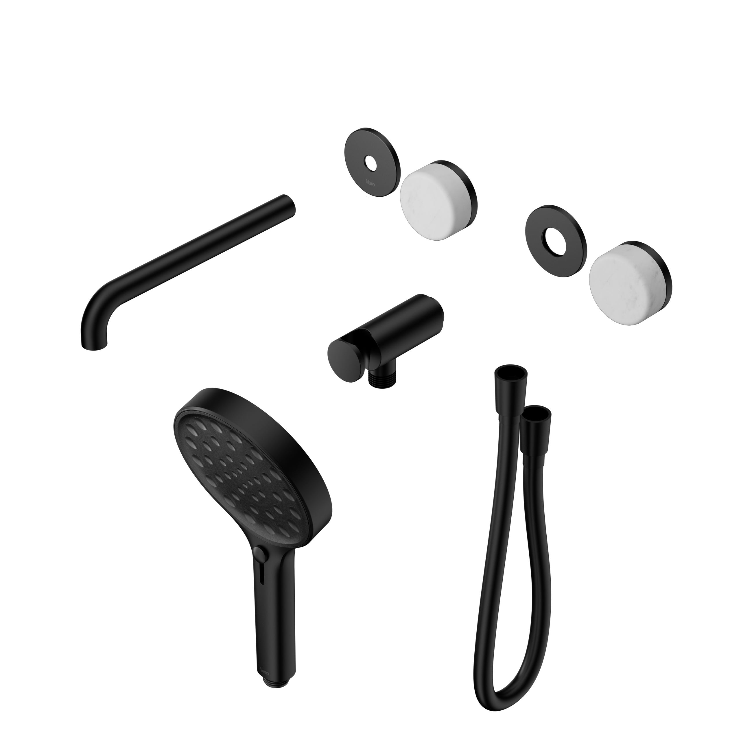 Serenity Progressive Shower System With Spout With Carrara Handle And Serenity Hand Shower Trim Kit Only Matte Black