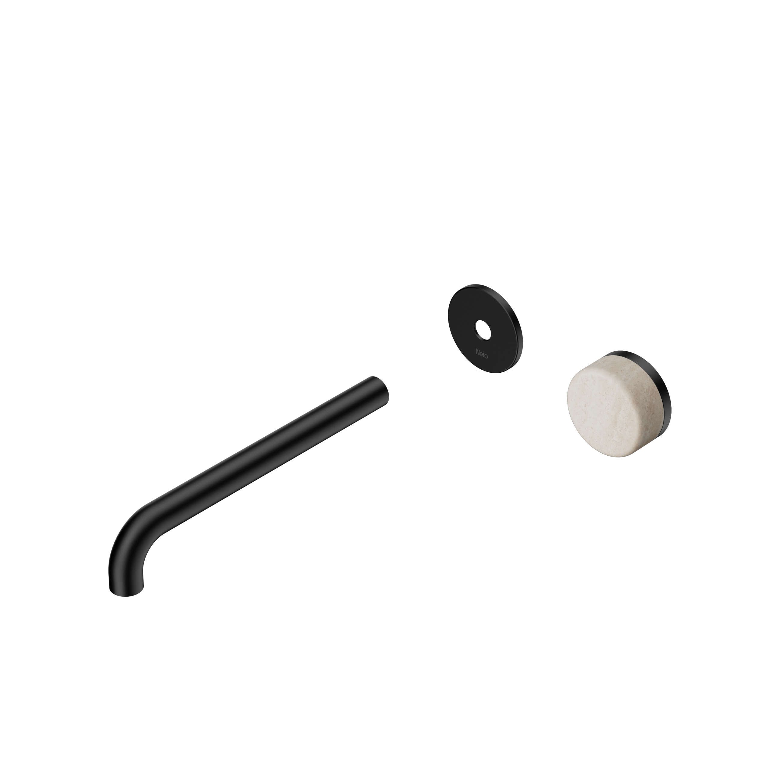 Serenity Progressive Wall Basin Mixer 220mm Spout With Rome Travertine Handle Trim Kit Only Matte Black
