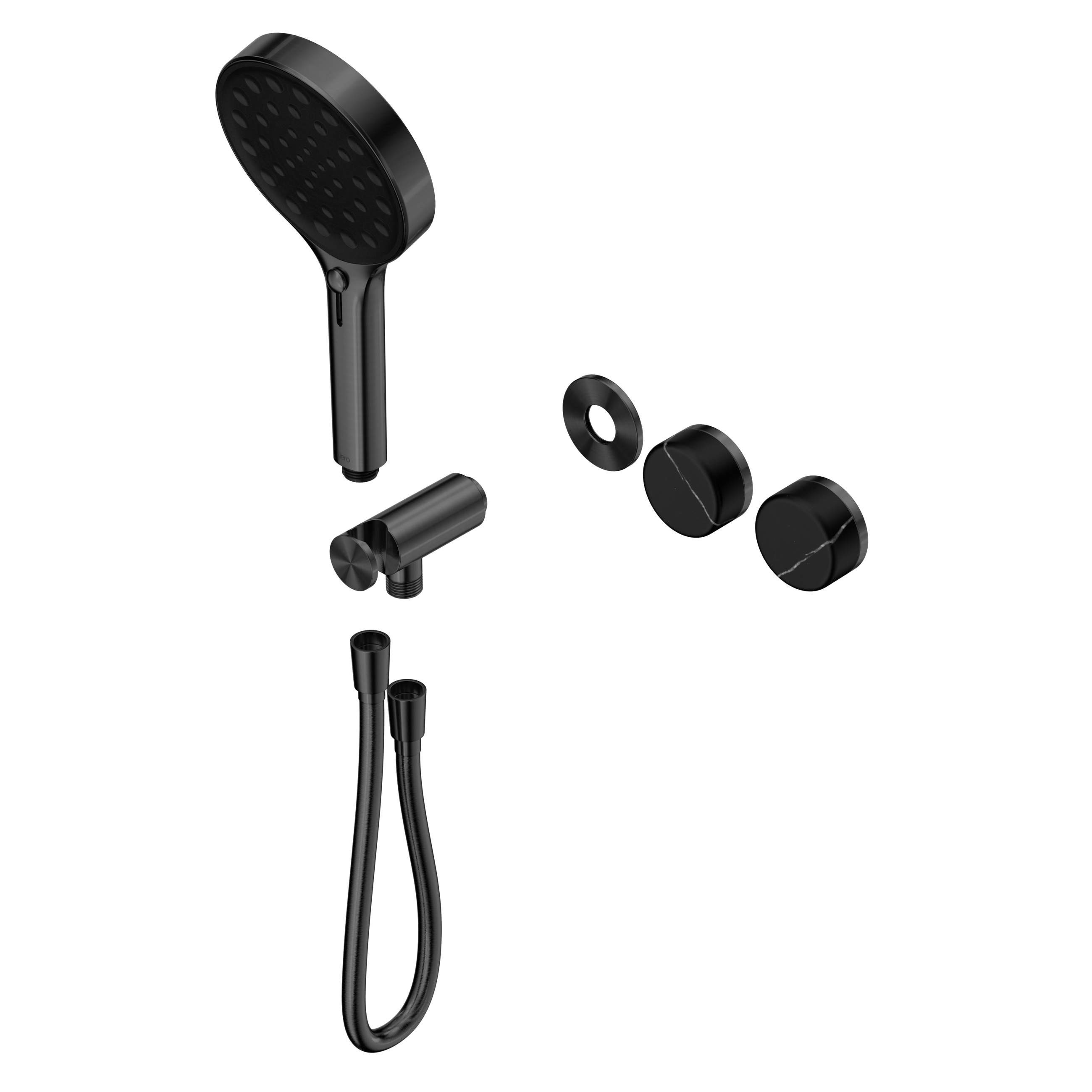 Serenity Progressive Shower System With Marquina Black Handle And Serenity Hand Shower Trim Kit Only Gun Metal