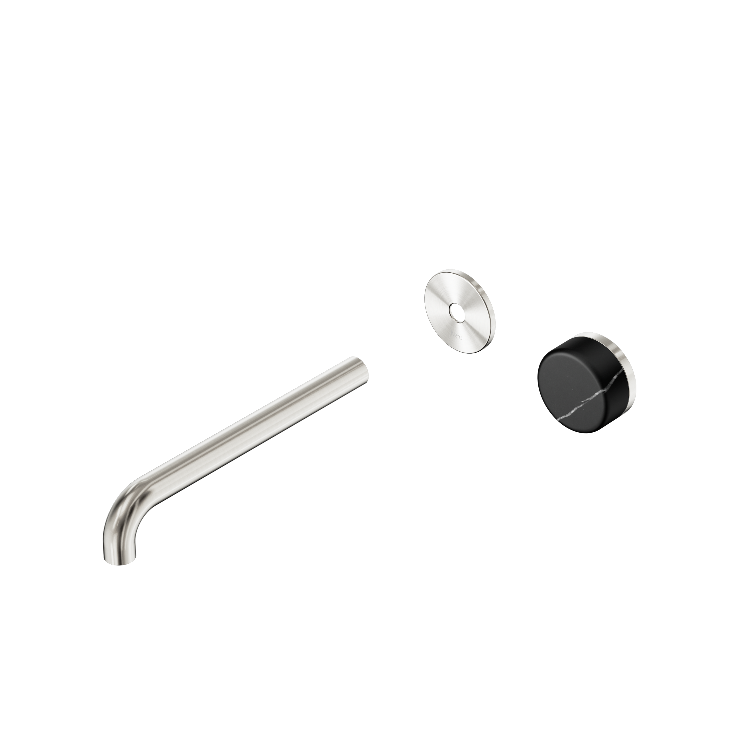 Serenity Progressive Wall Basin Mixer 220mm Spout With Marquina Black Handle Trim Kit Only Brushed Nickel