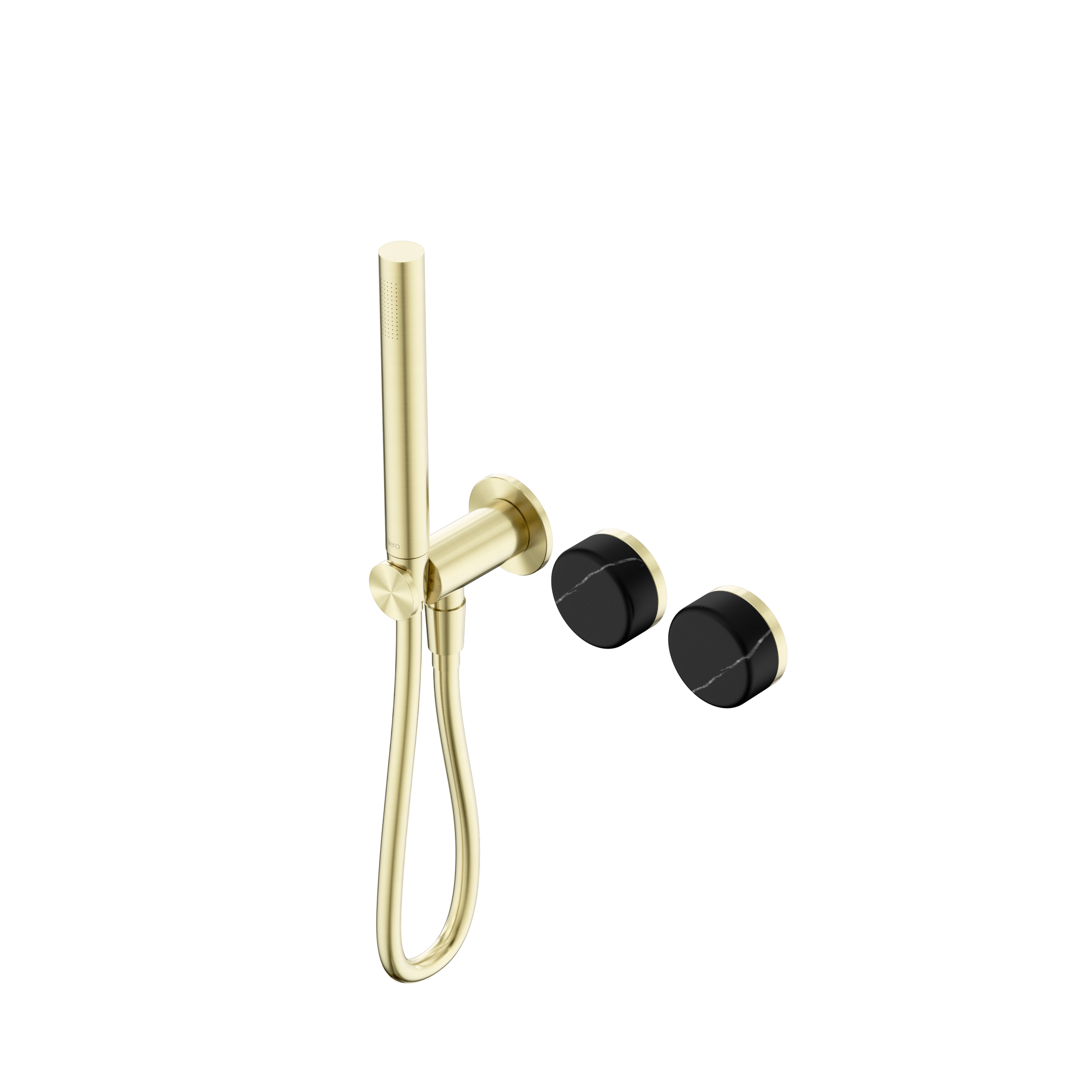 Serenity Progressive Shower System With Marquina Black Handle And Slim Shower Brushed Gold