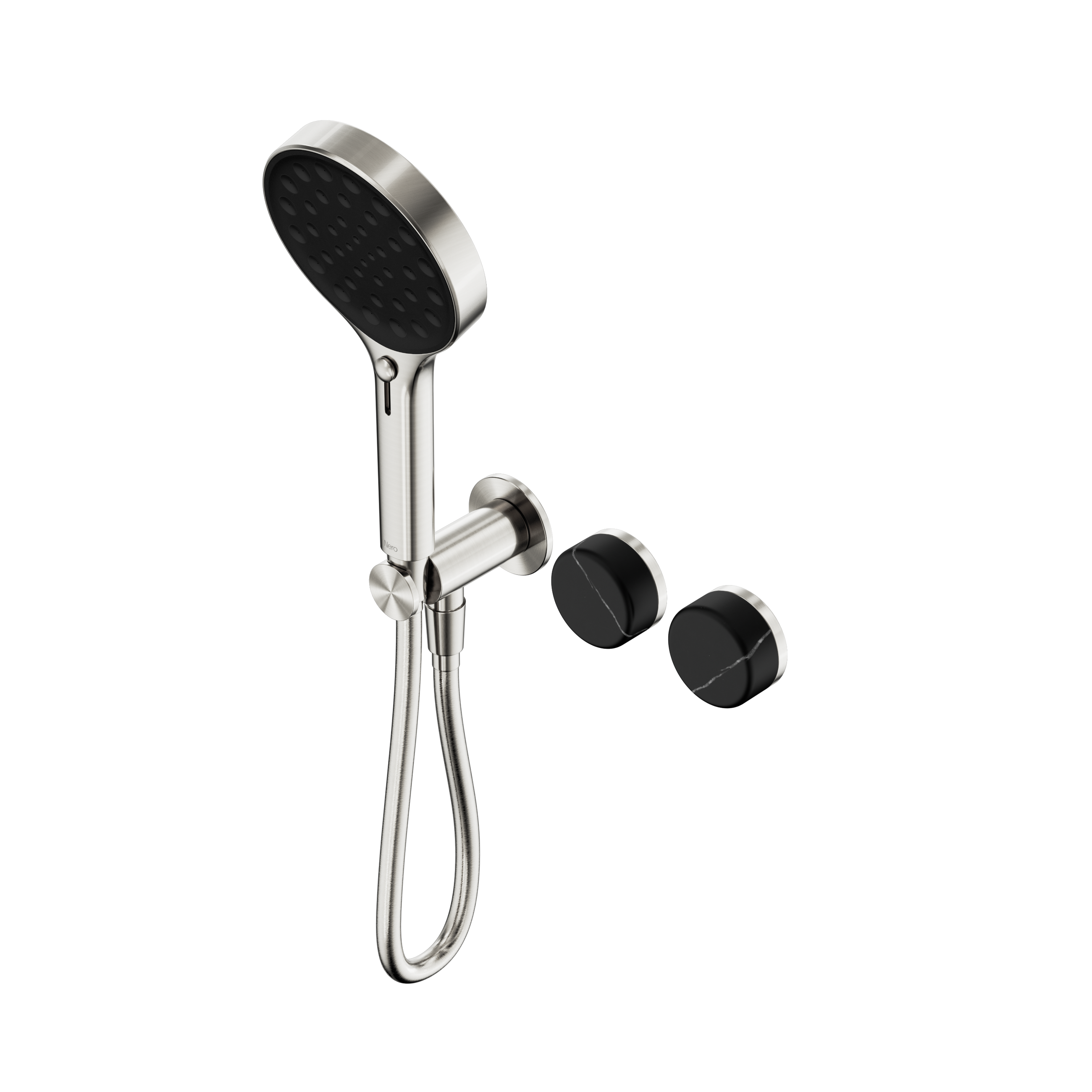 Serenity Progressive Shower System With Marquina Black Handle And Serenity Hand Shower Brushed Nickel