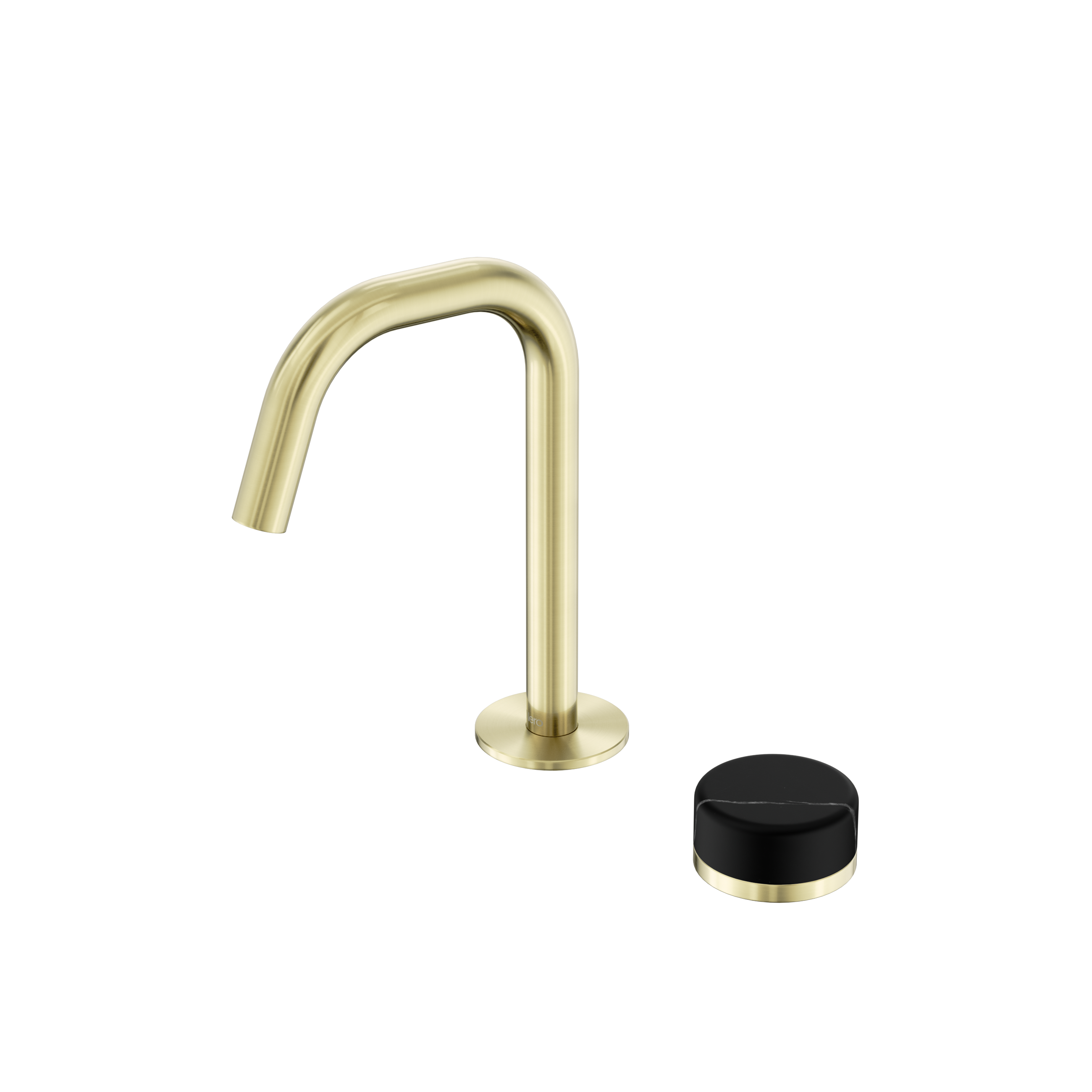 Serenity Progressive Basin Mixer Edge Spout With Marquina Black Handle Brushed Gold