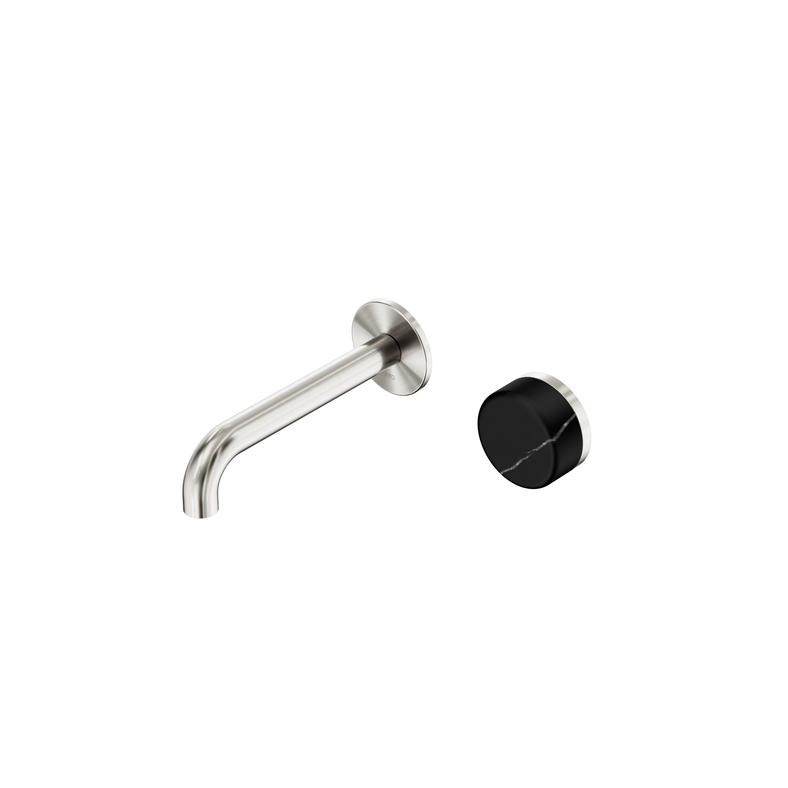 Serenity Progressive Wall Basin Mixer 160mm Spout With Marquina Black Handle Brushed Nickel