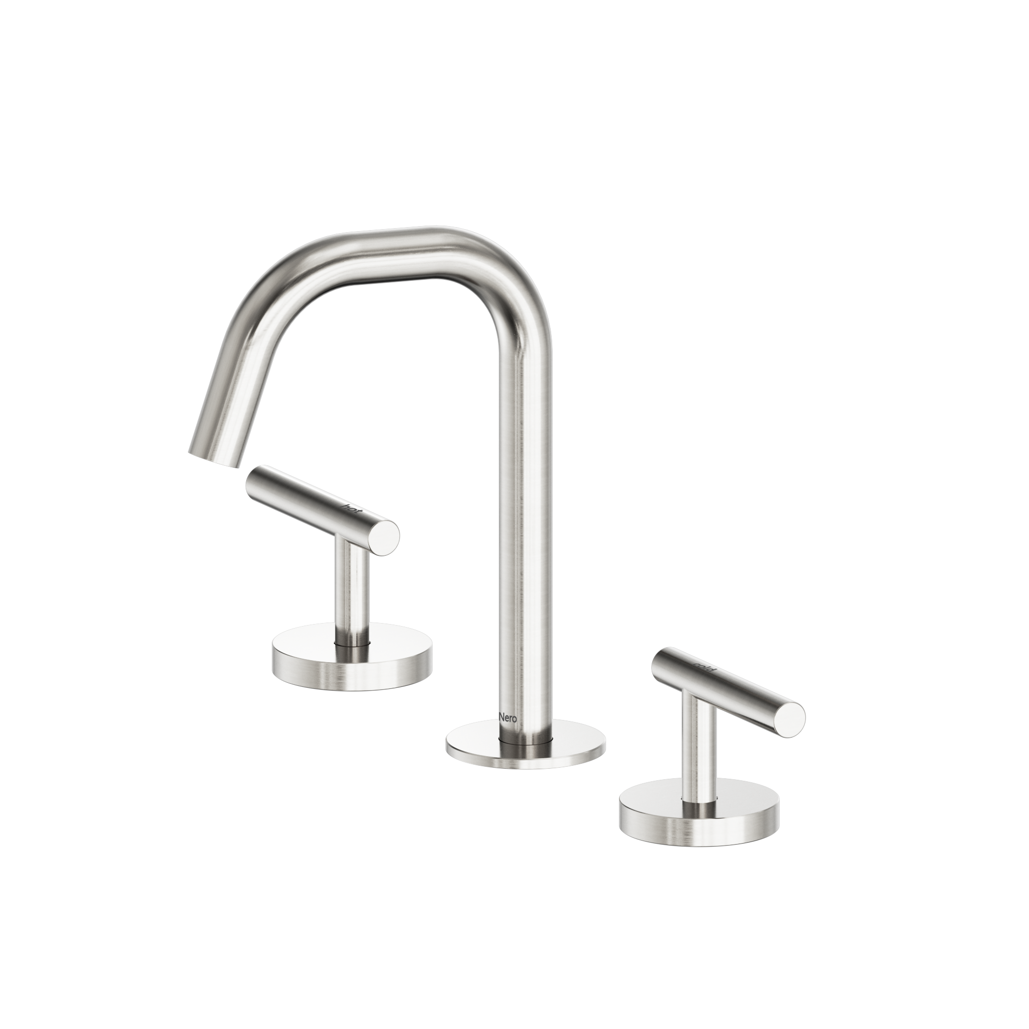 Mecca Lever Basin Set Edge Spout Brushed Nickel