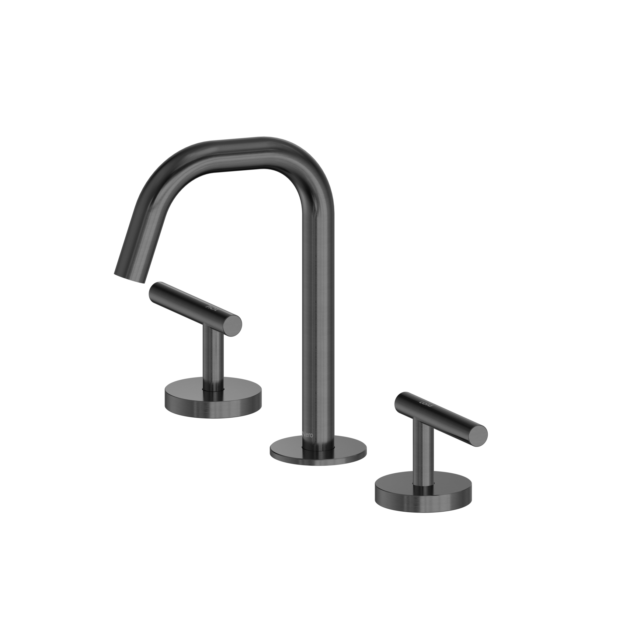 Mecca Lever Basin Set Edge Spout Gun Metal