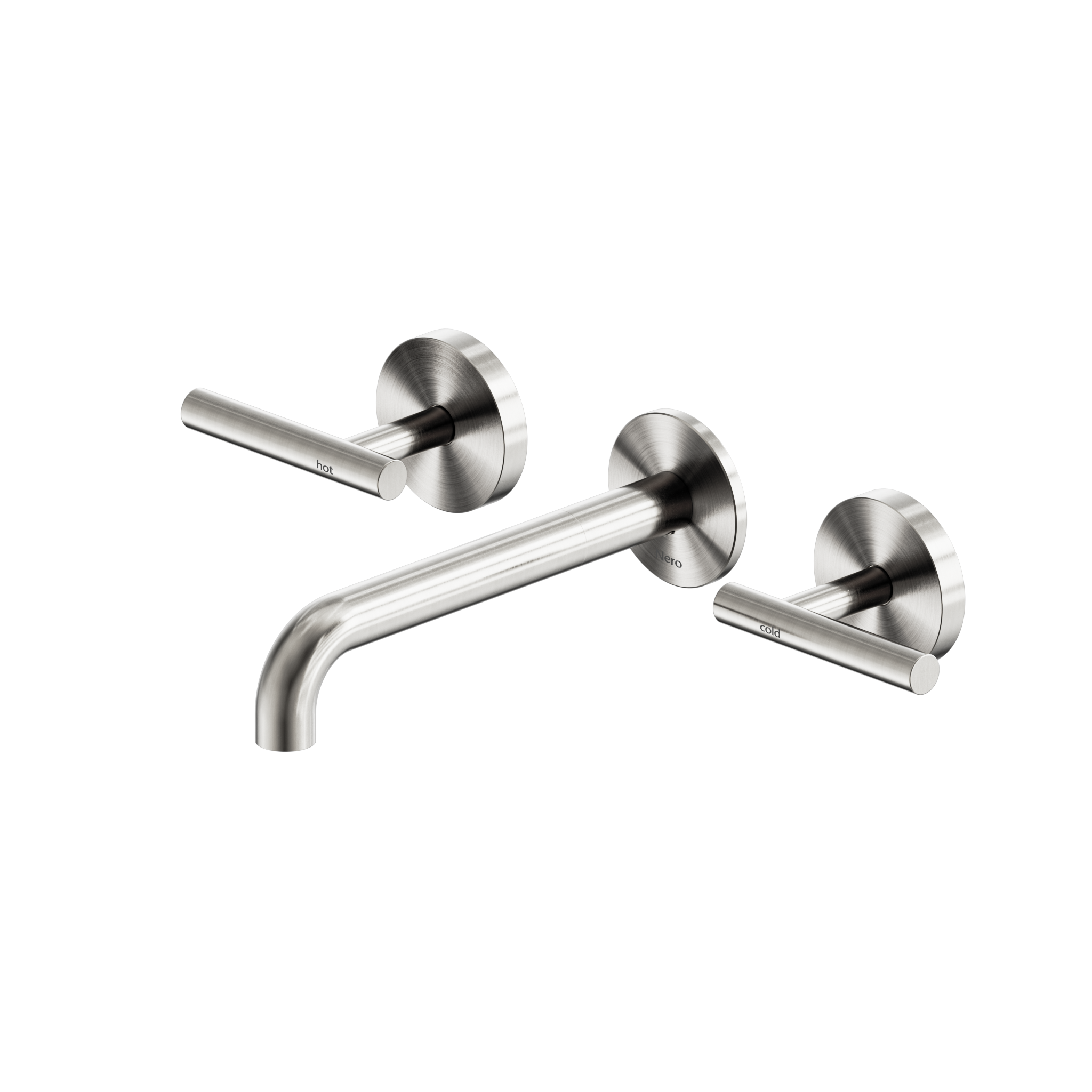Mecca Lever Wall Basin/Bath Set 185mm Spout Brushed Nickel