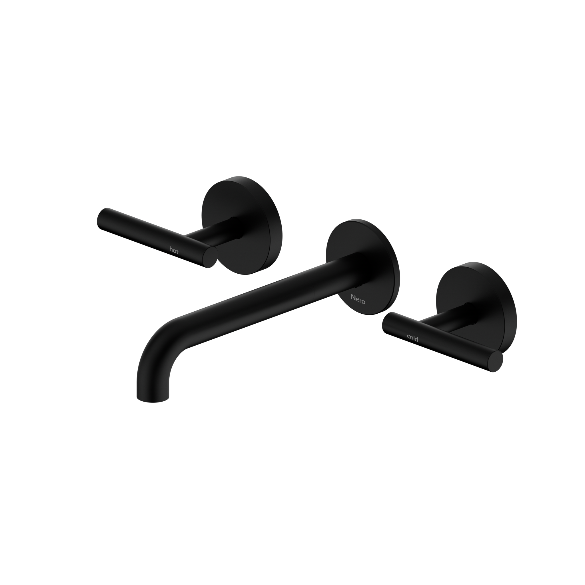Mecca Lever Wall Basin/Bath Set 185mm Spout Matte Black