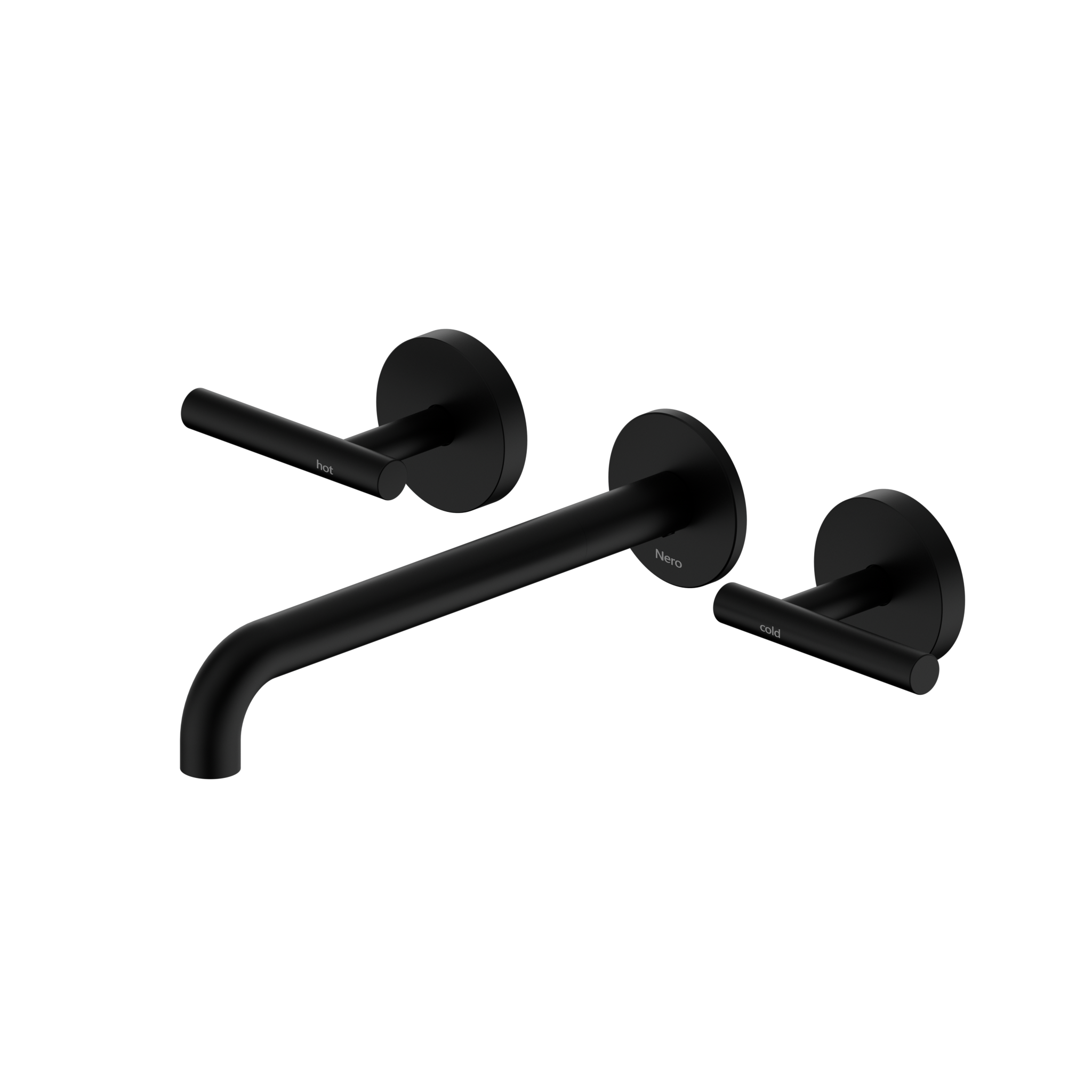Mecca Lever Wall Basin/Bath Set 220mm Spout Matte Black