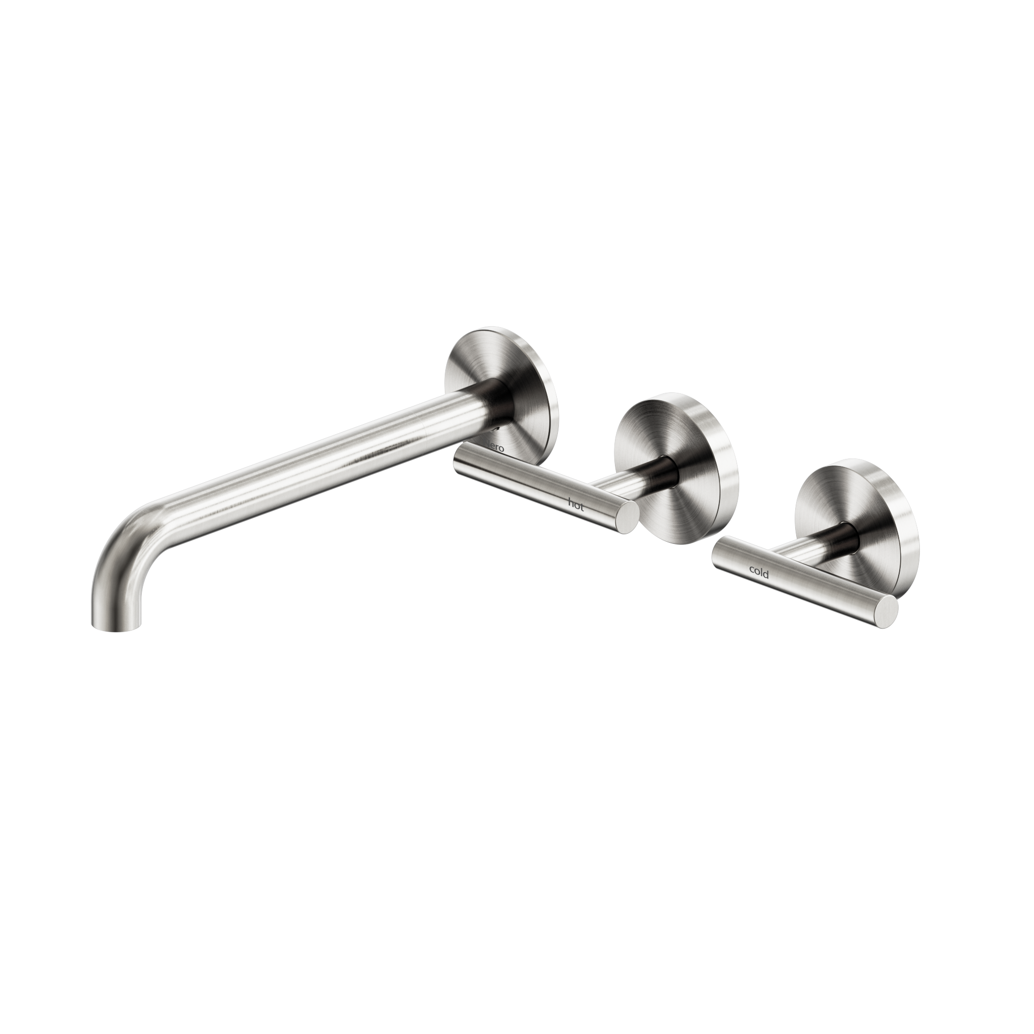 Mecca Lever Wall Basin/Bath Set 220mm Offset Spout Brushed Nickel