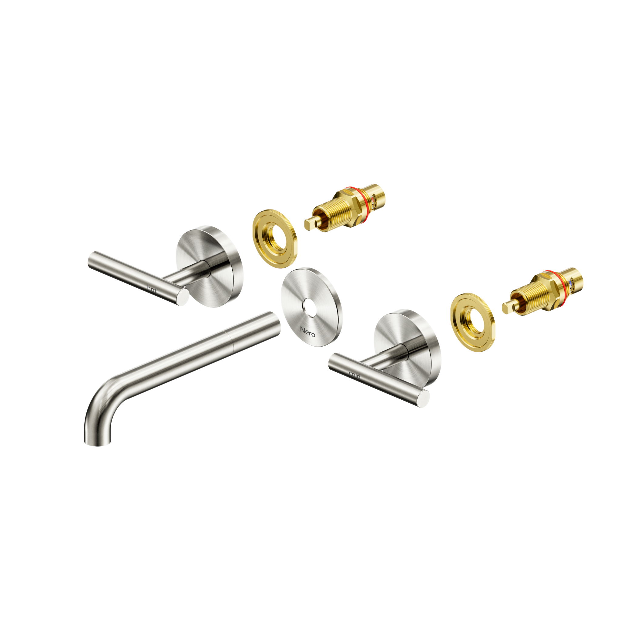 Mecca Lever Wall Basin/Bath Set 185mm Spout Trim kits Only Brushed Nickel