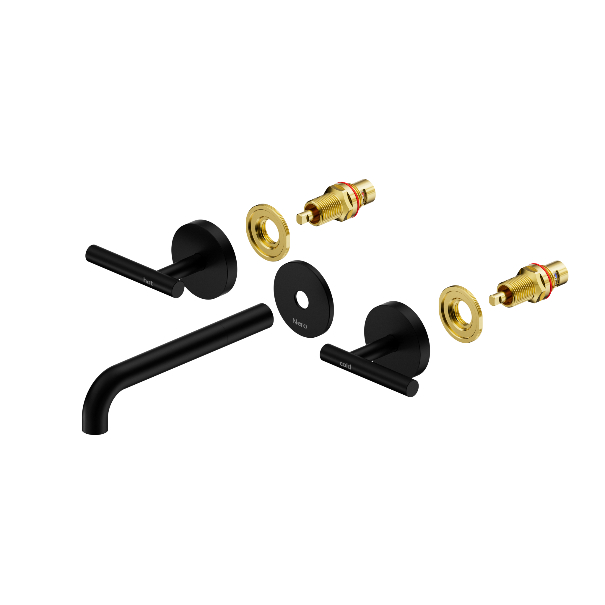 Mecca Lever Wall Basin/Bath Set 185mm Spout Trim kits Only Matte Black