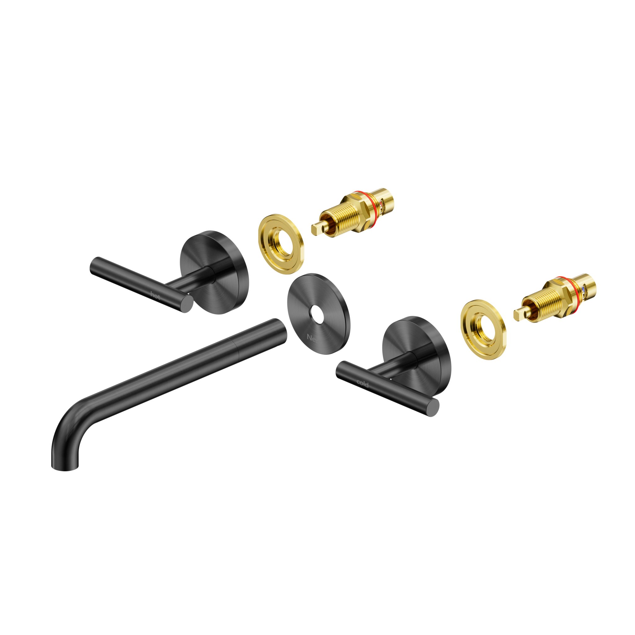 Mecca Lever Wall Basin/Bath Set 220mm Spout Trim kits Only Gun Metal